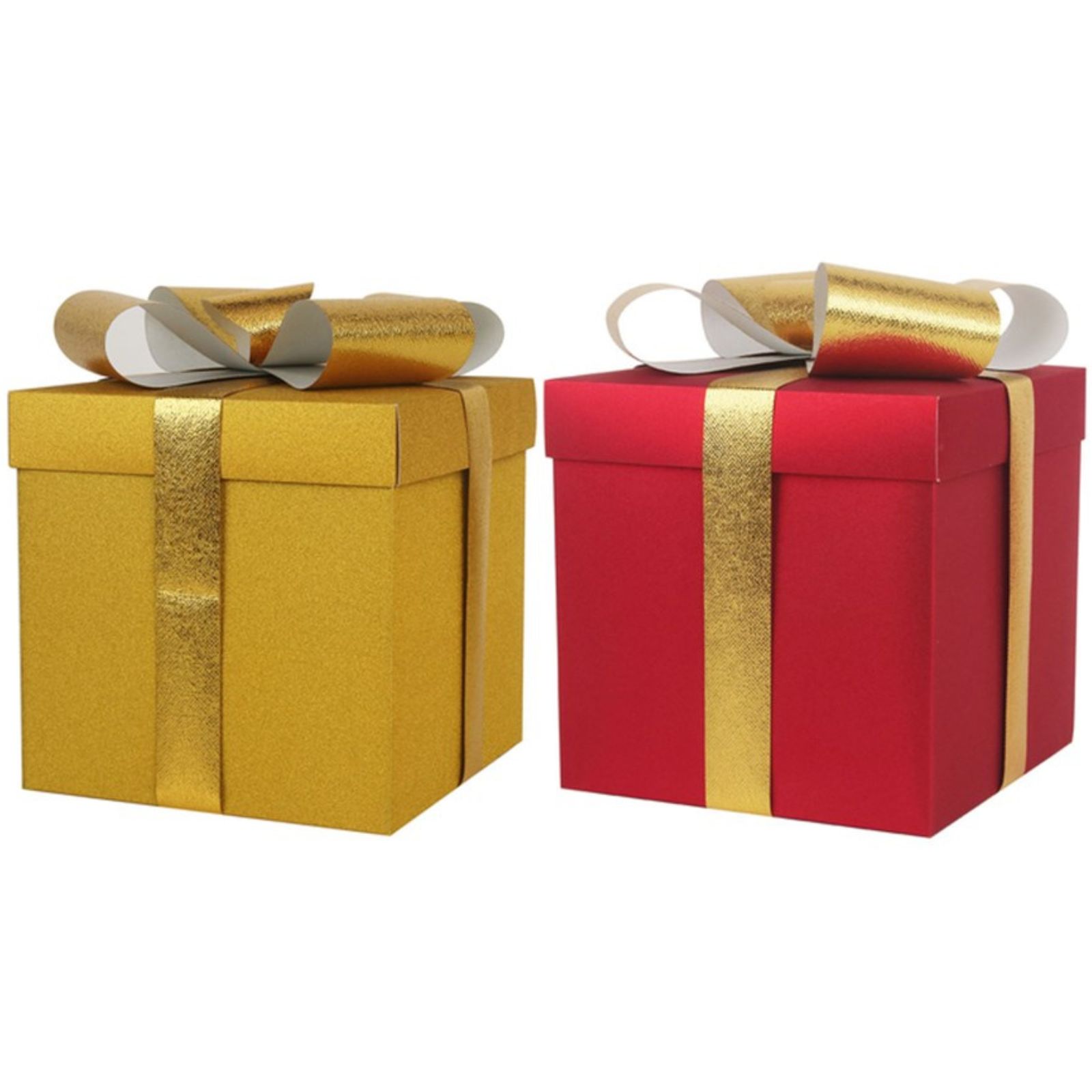 Metallic Red and Gold Gift Box 20cm (1 Only)