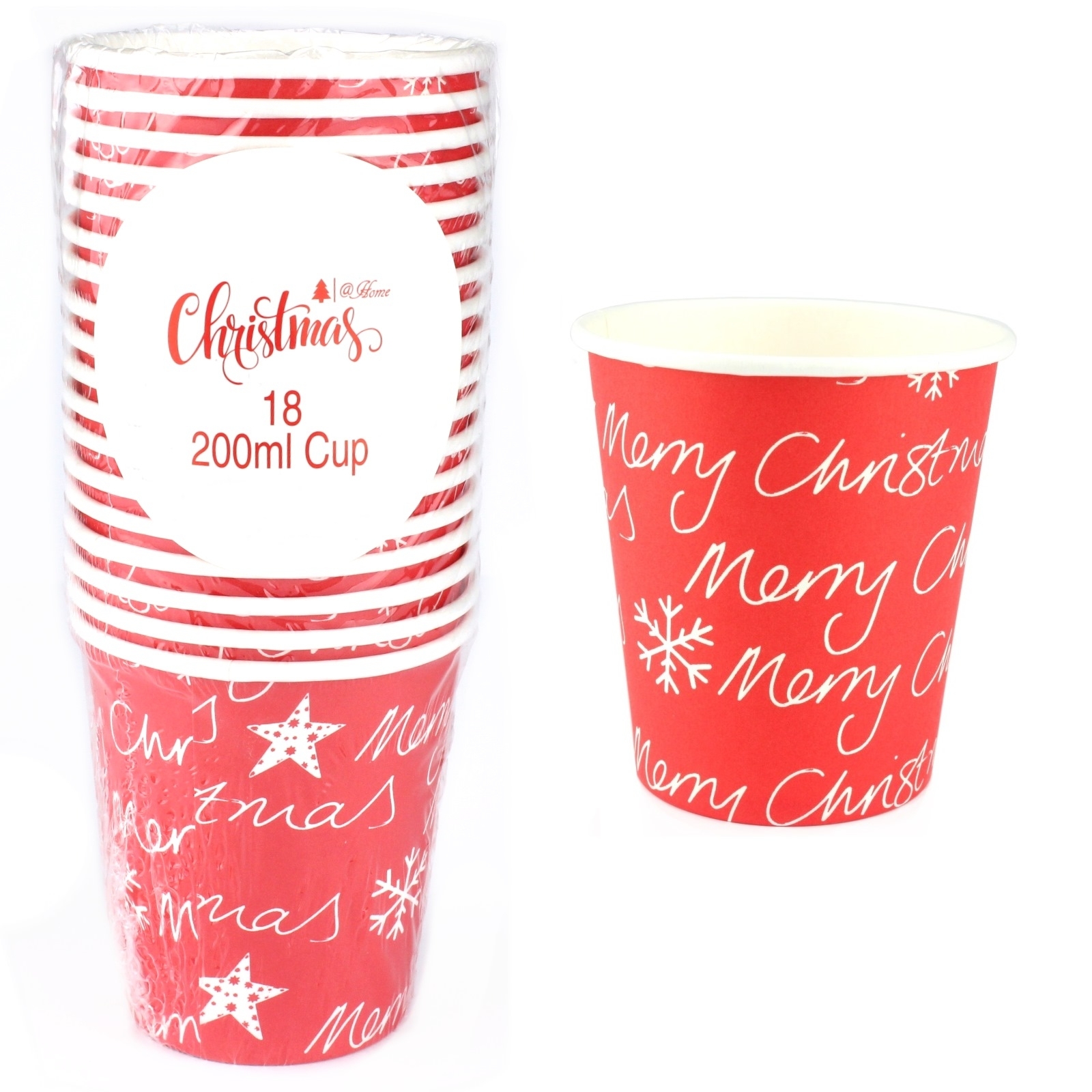 Red Christmas Paper Cups (Pack of 18)