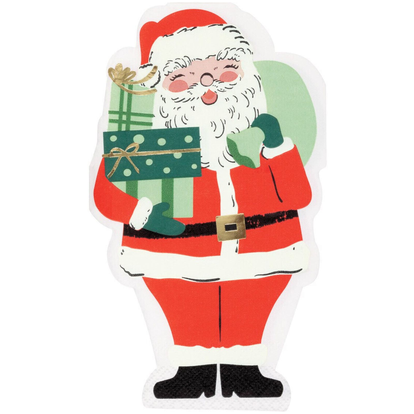 Vintage Santa Shaped Paper Napkins / Serviettes (Pack of 16)