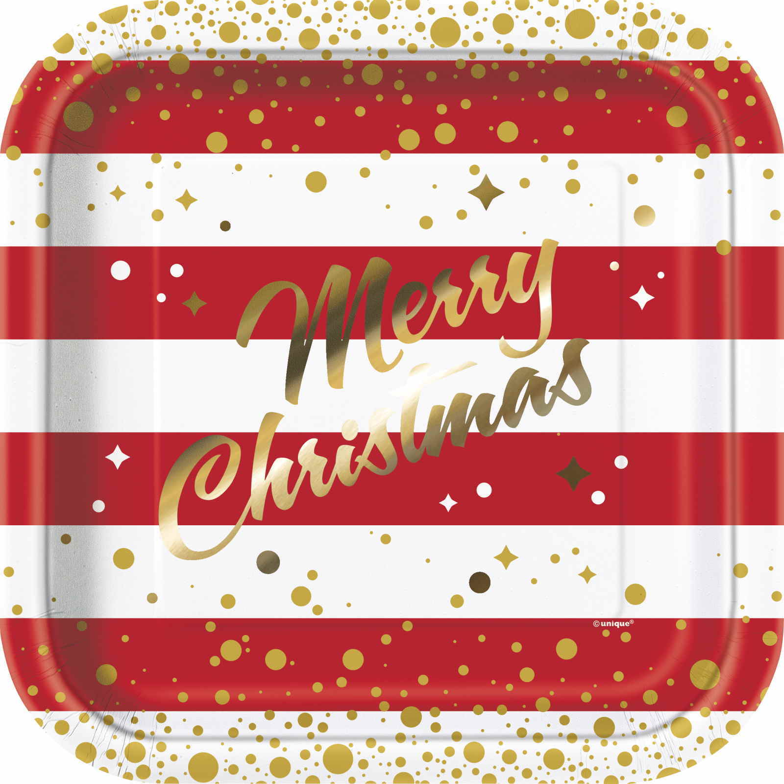 Gold Sparkle Christmas Large Paper Plates (Pack of 8)