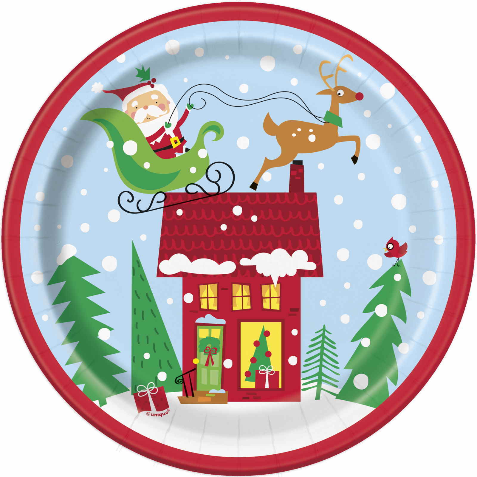 Colourful Santa Large Paper Plates (Pack of 8)