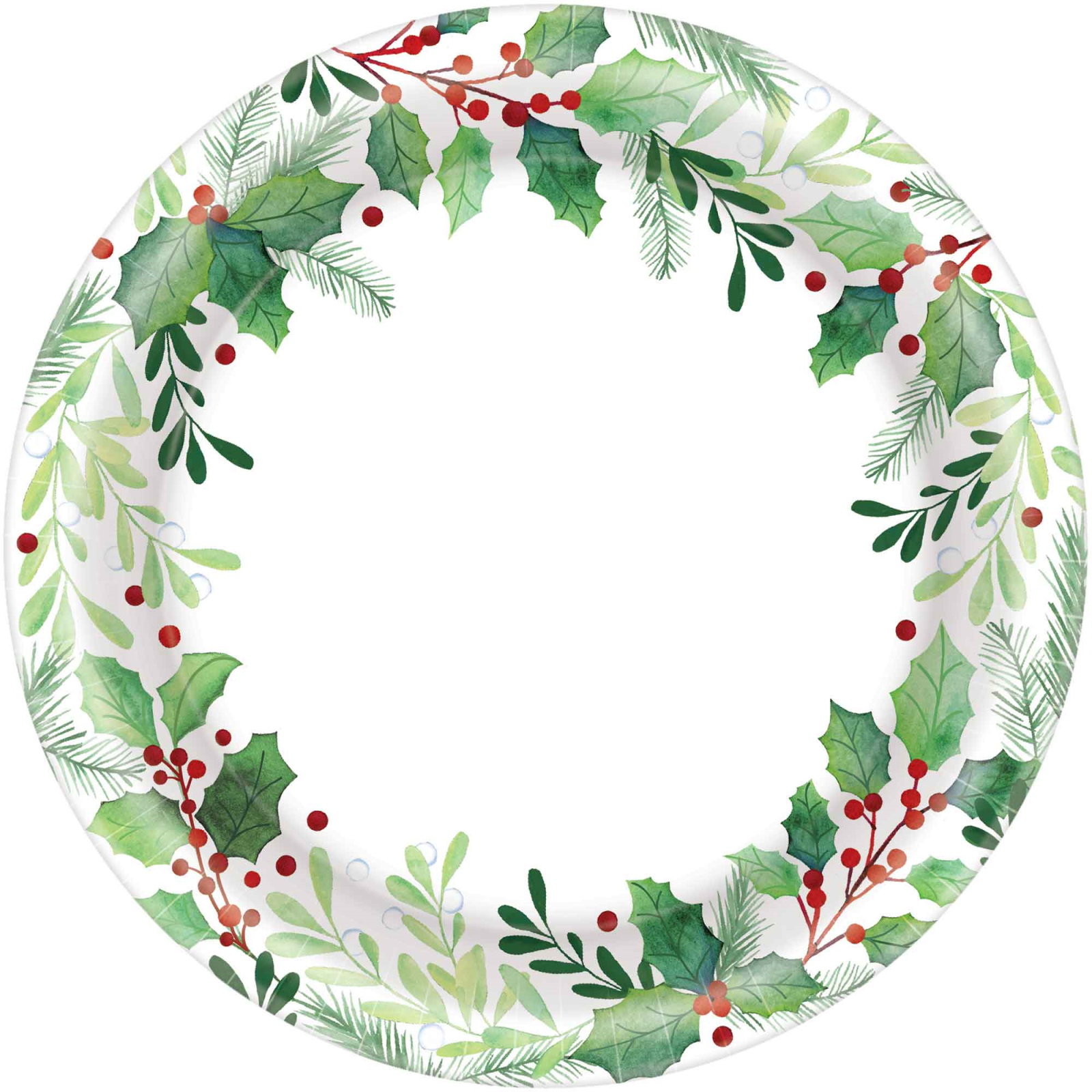 Christmas Traditional Holly Large Paper Plates (Pack of 40)