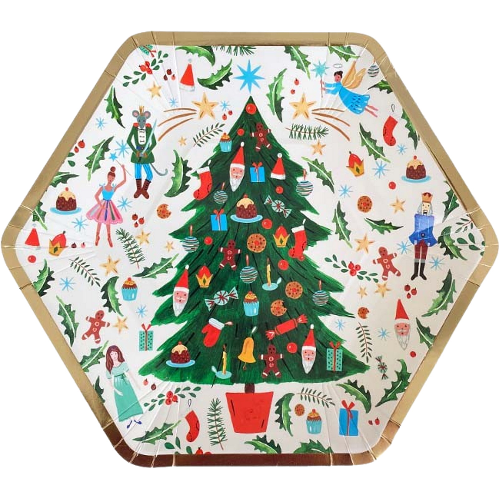 Nutcracker Folk Forest Large Hexagon Paper Plates (Pack of 8)