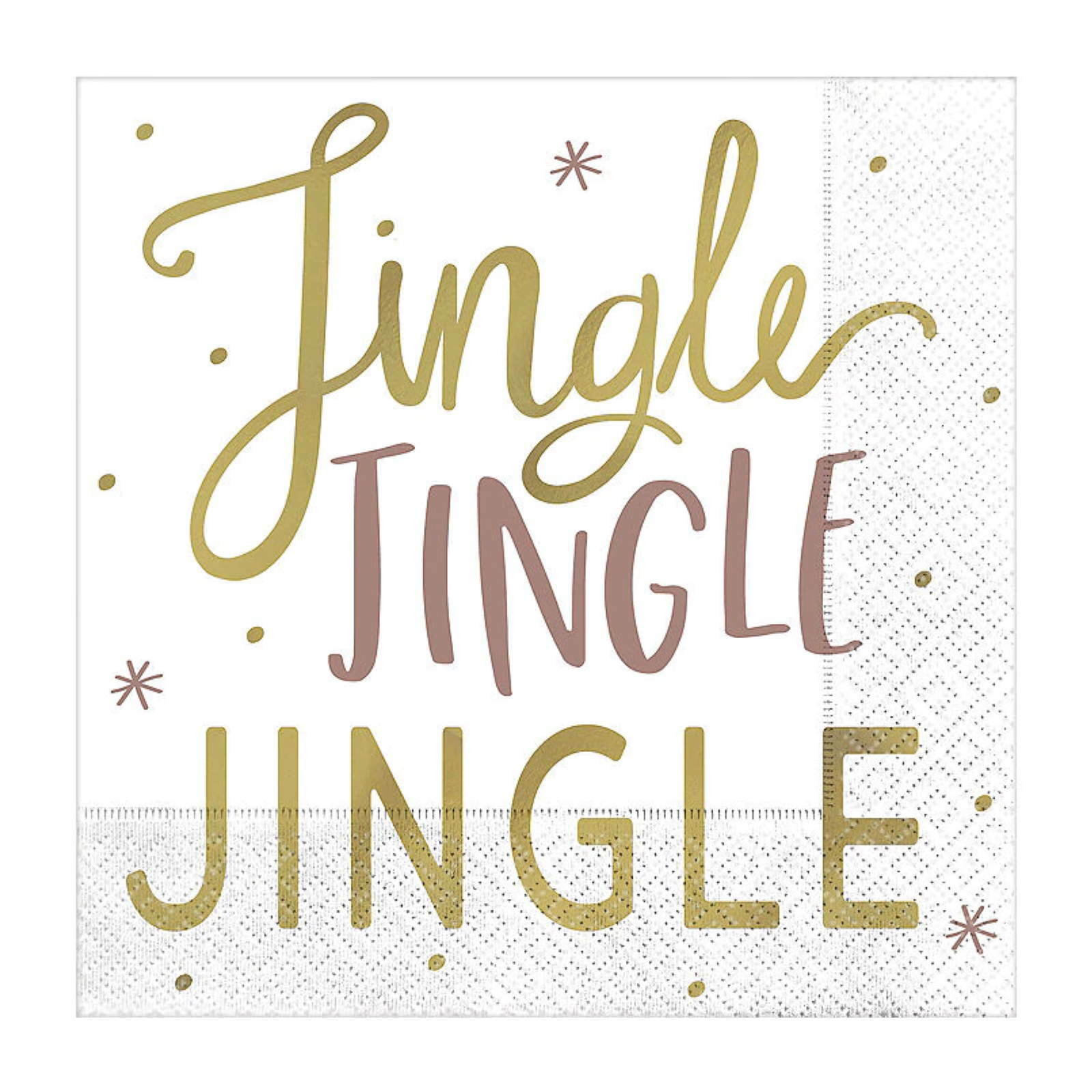 Gold Joy Jingle Jingle Small Napkins / Serviettes (Pack of 16)