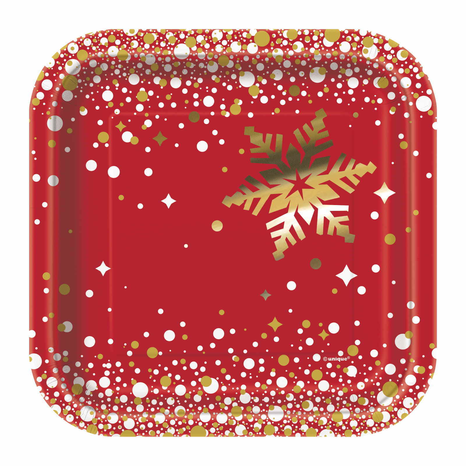 Gold Sparkle Christmas Small Square Paper Plates (Pack of 8)