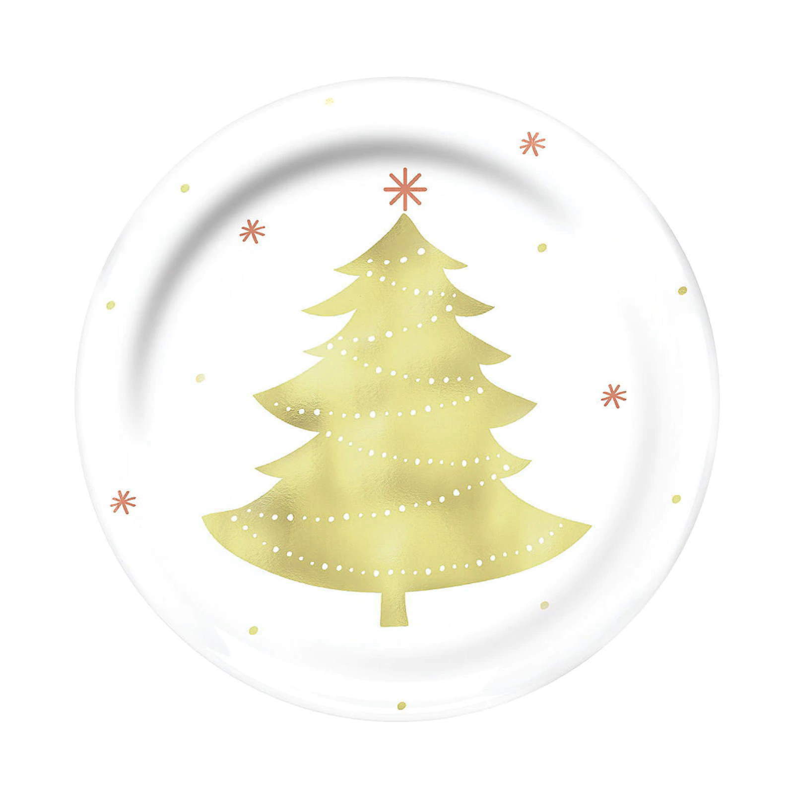 Gold Joy Plastic Christmas Tree Dessert Plates (Pack of 4)