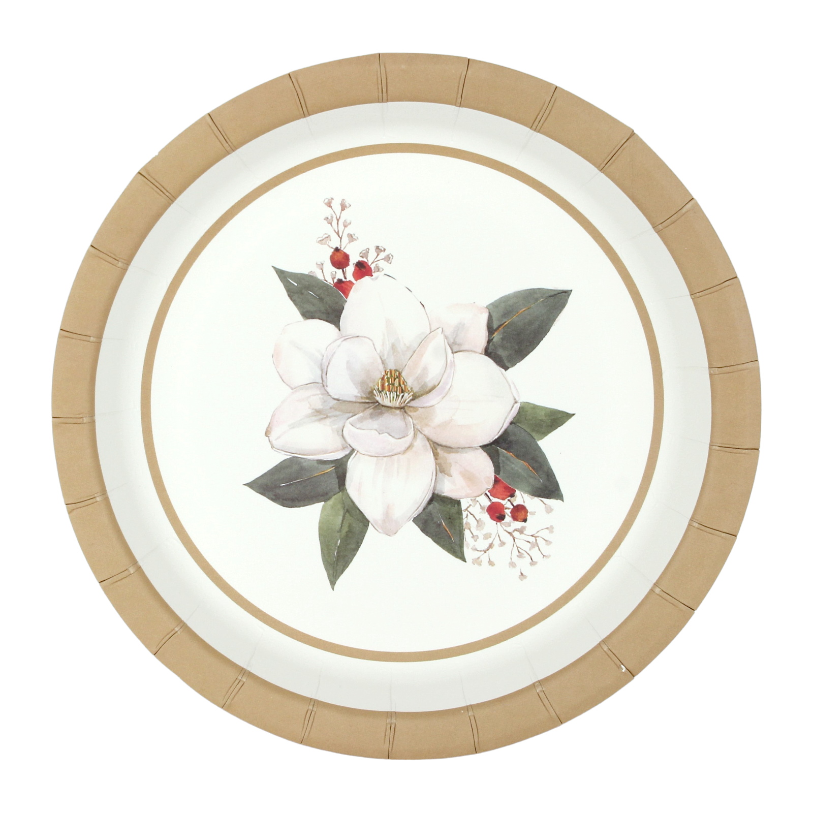 Christmas Magnolia Small Paper Plates (Pack of 10)