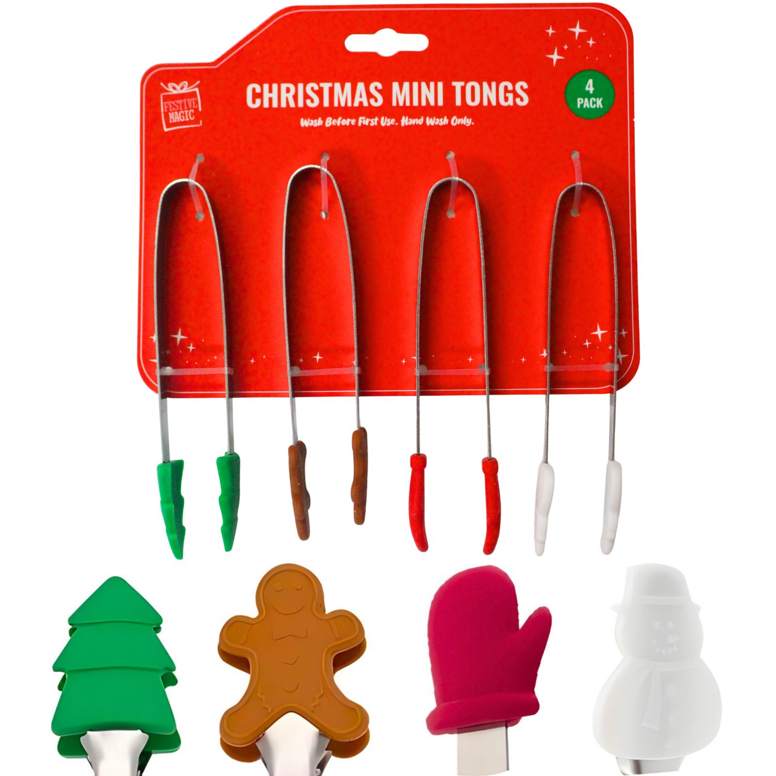 Mini Christmas Tongs (Pack of 4) 