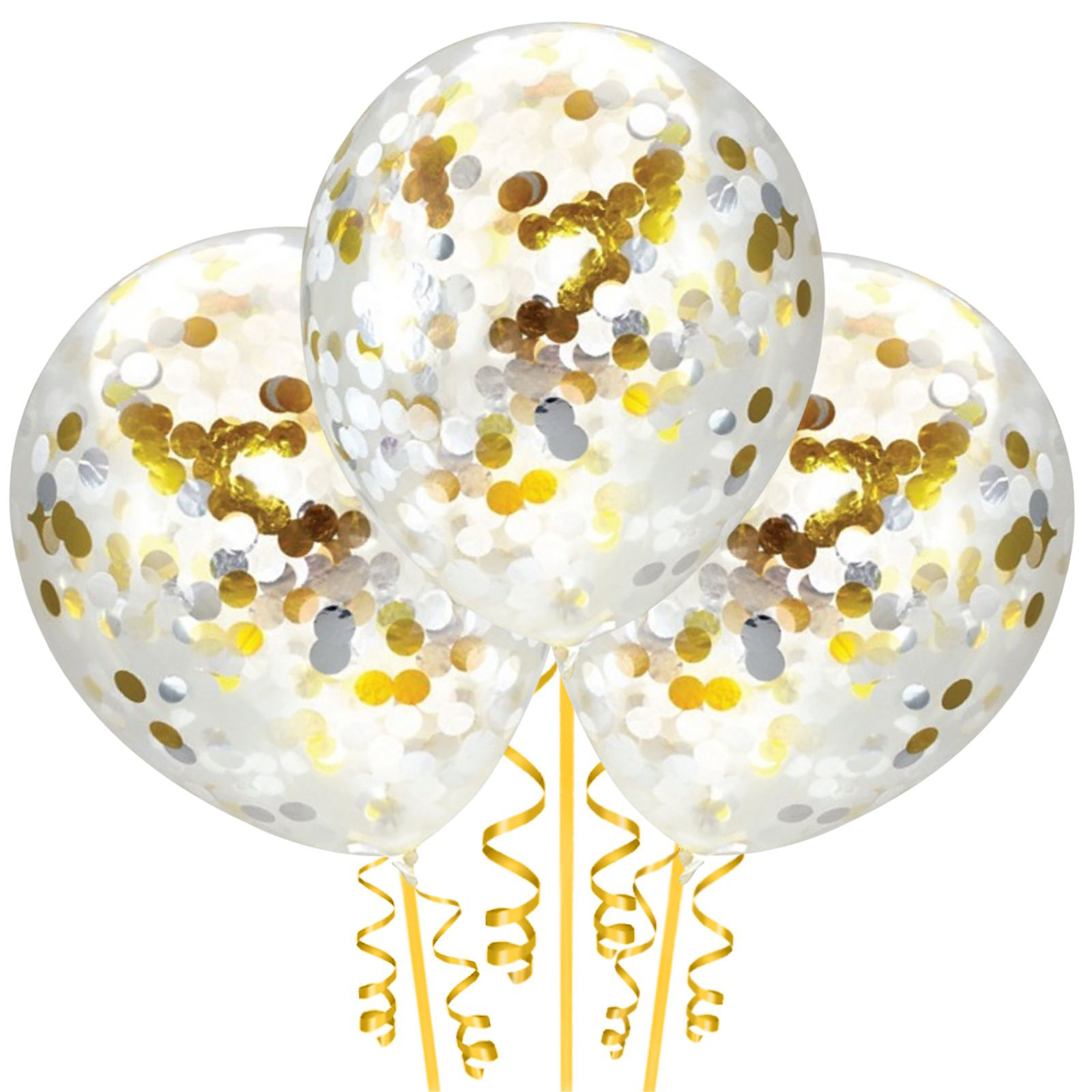 Silver and Gold Confetti Balloons 30cm (Pack of 3)