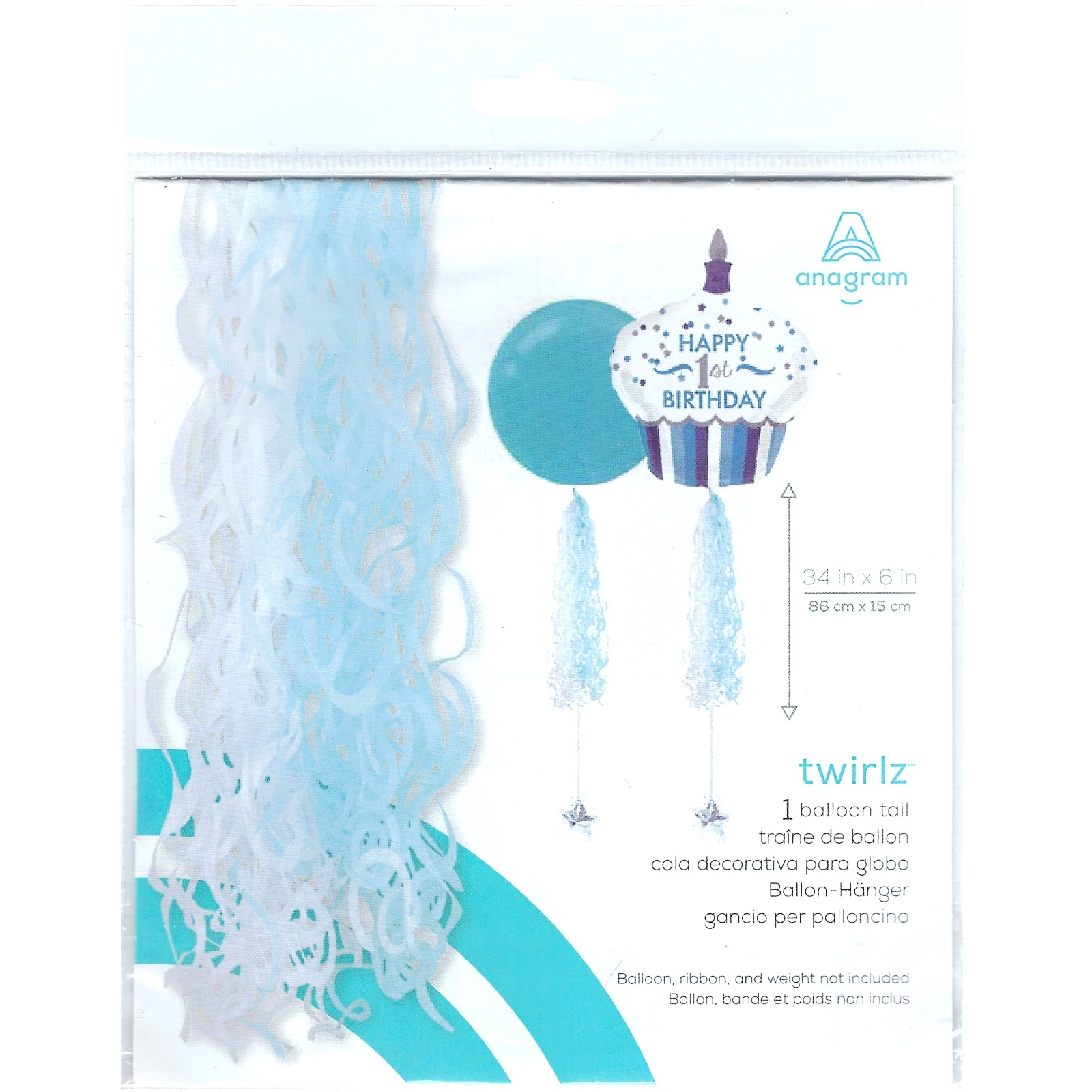 Twirlz Balloon Tail Light Blue and White