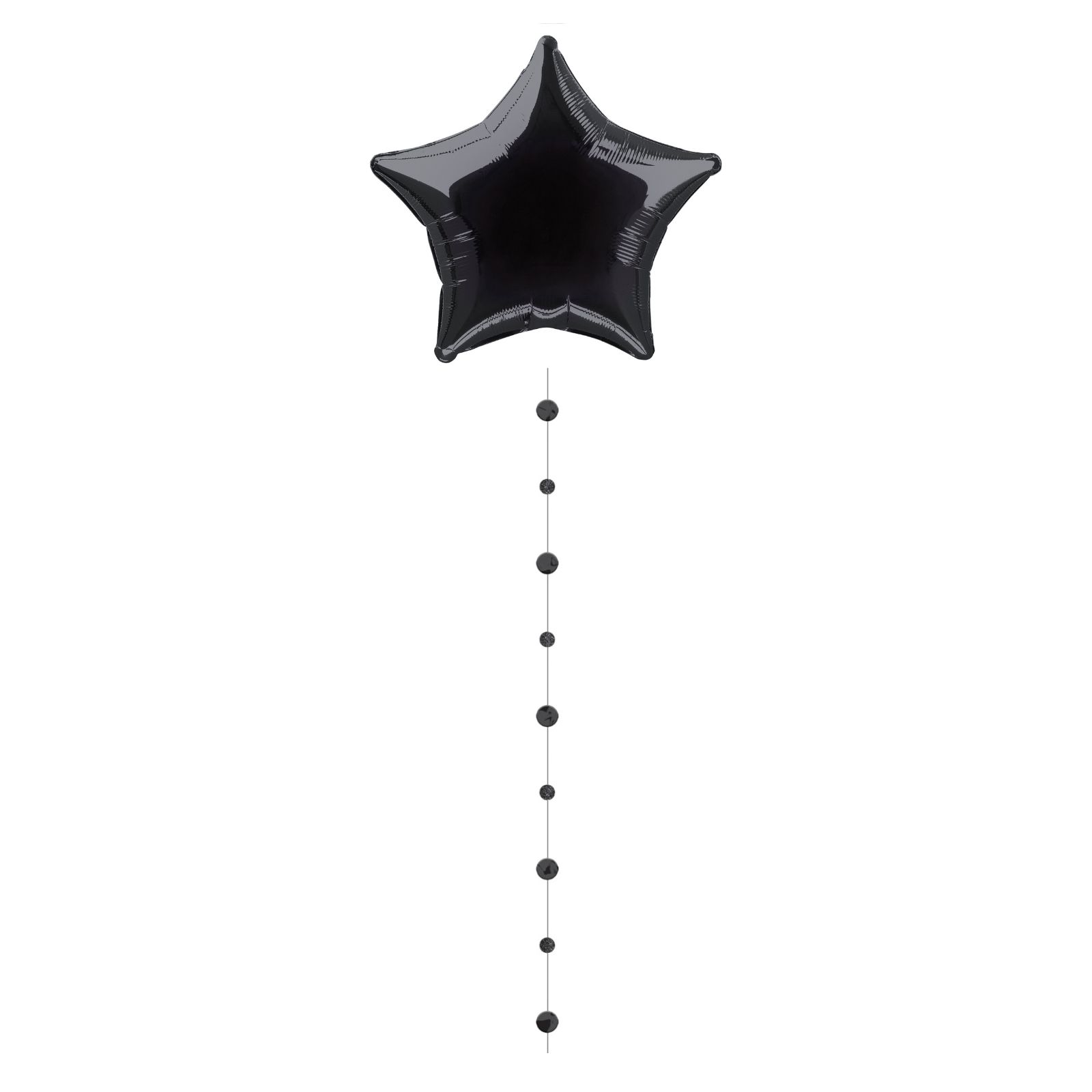 Matte Black and Glitter Circle Balloon Fun String