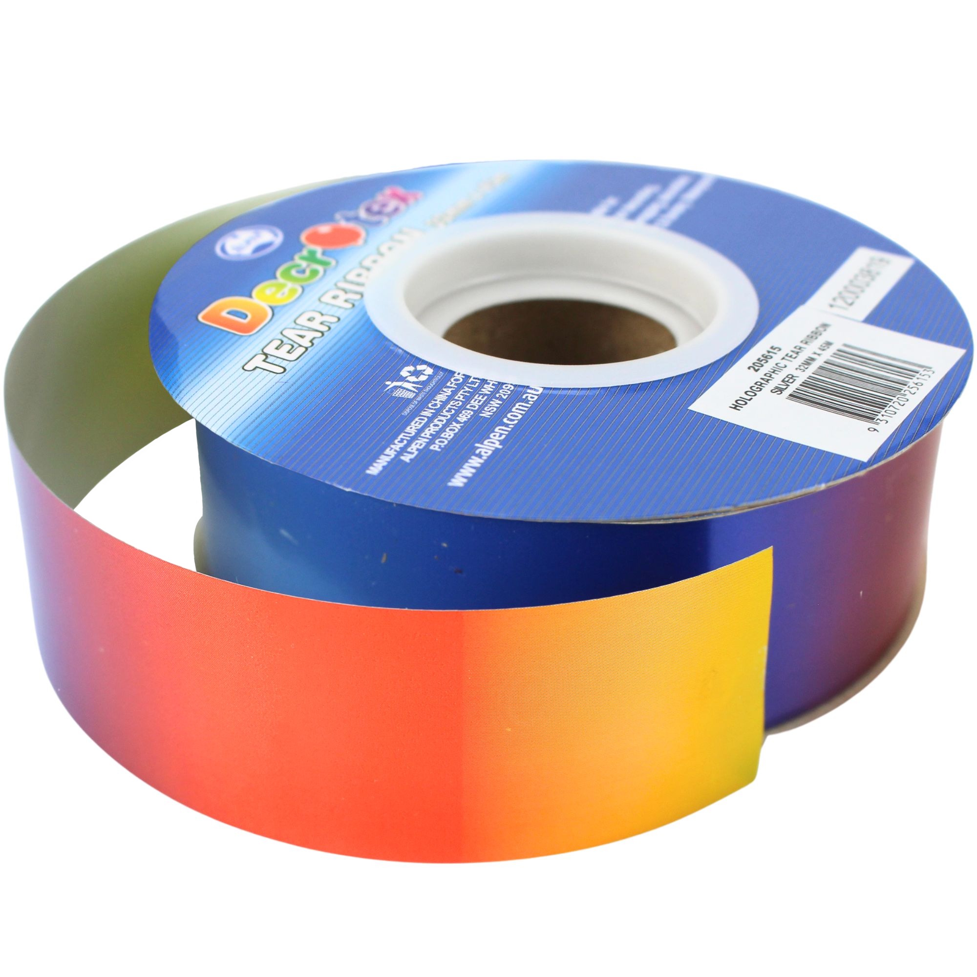 Tear Ribbon Metallic Rainbow Tear Ribbon Roll (32mm x 45m) - Discount Party Supplies