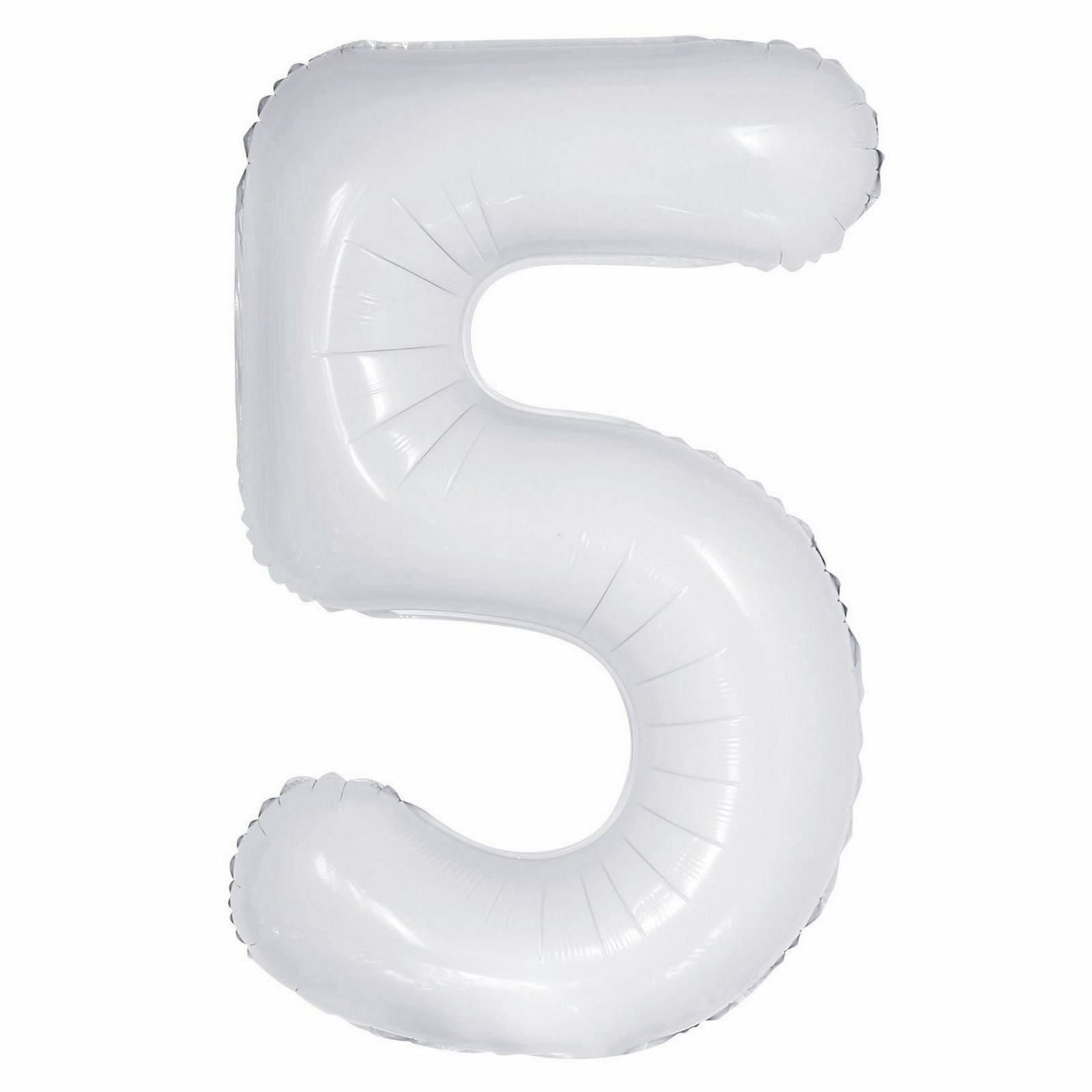 White Foil 5 Balloon 86cm