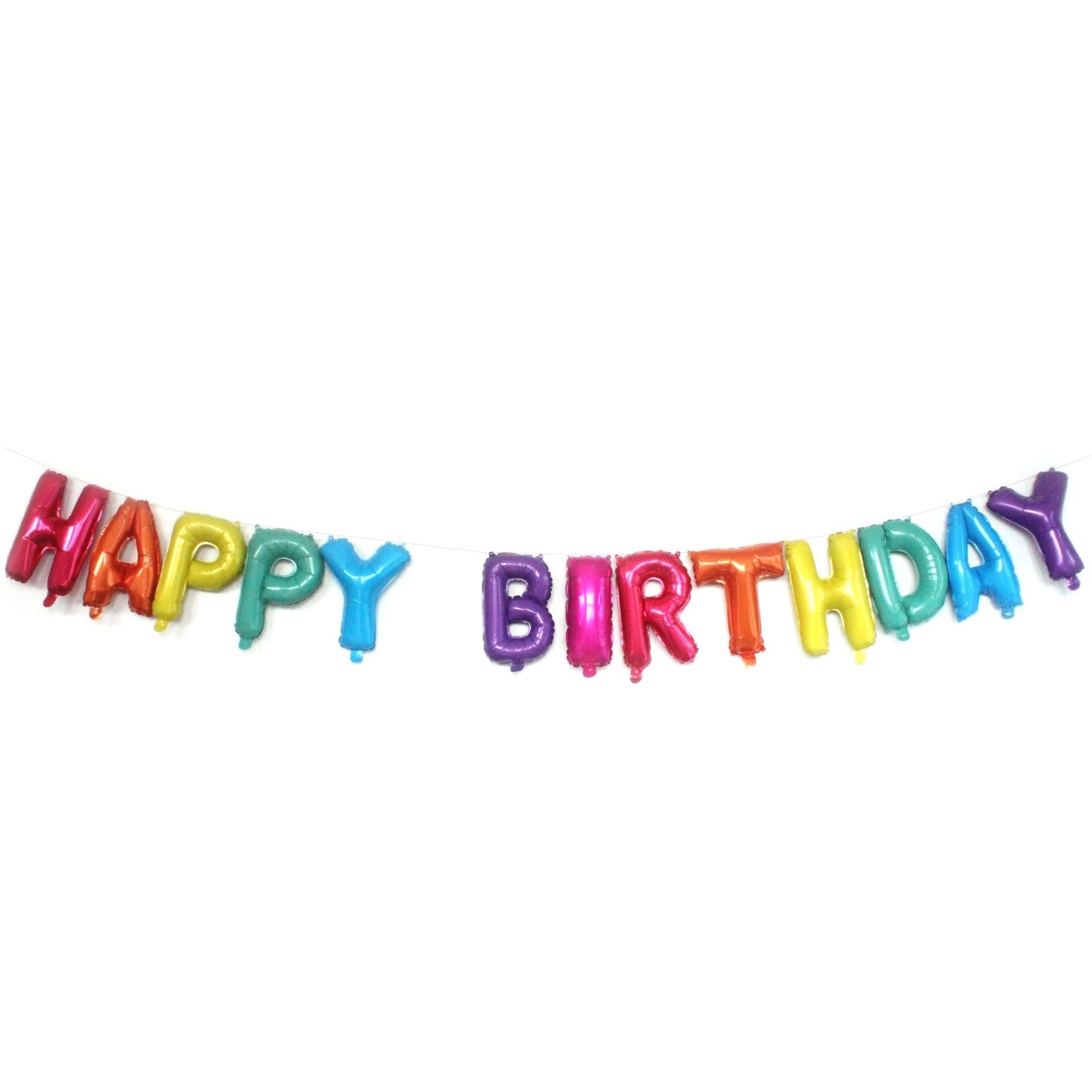 "Happy Birthday" Self-Inflating Foil Letter Balloon Banner - 16 Inch, Multicolor