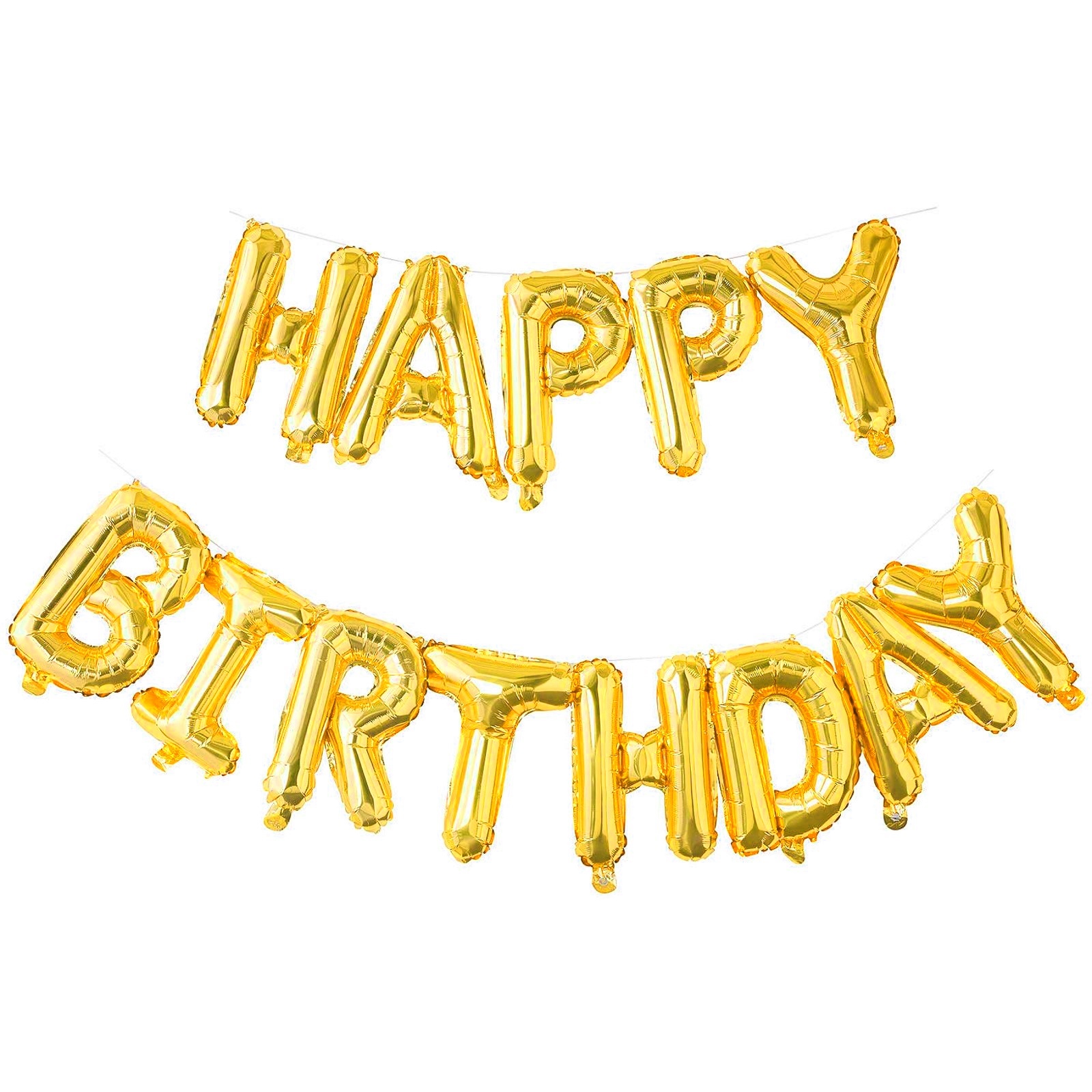 Gold Happy Birthday Foil Letter Balloon Banner Air Fill