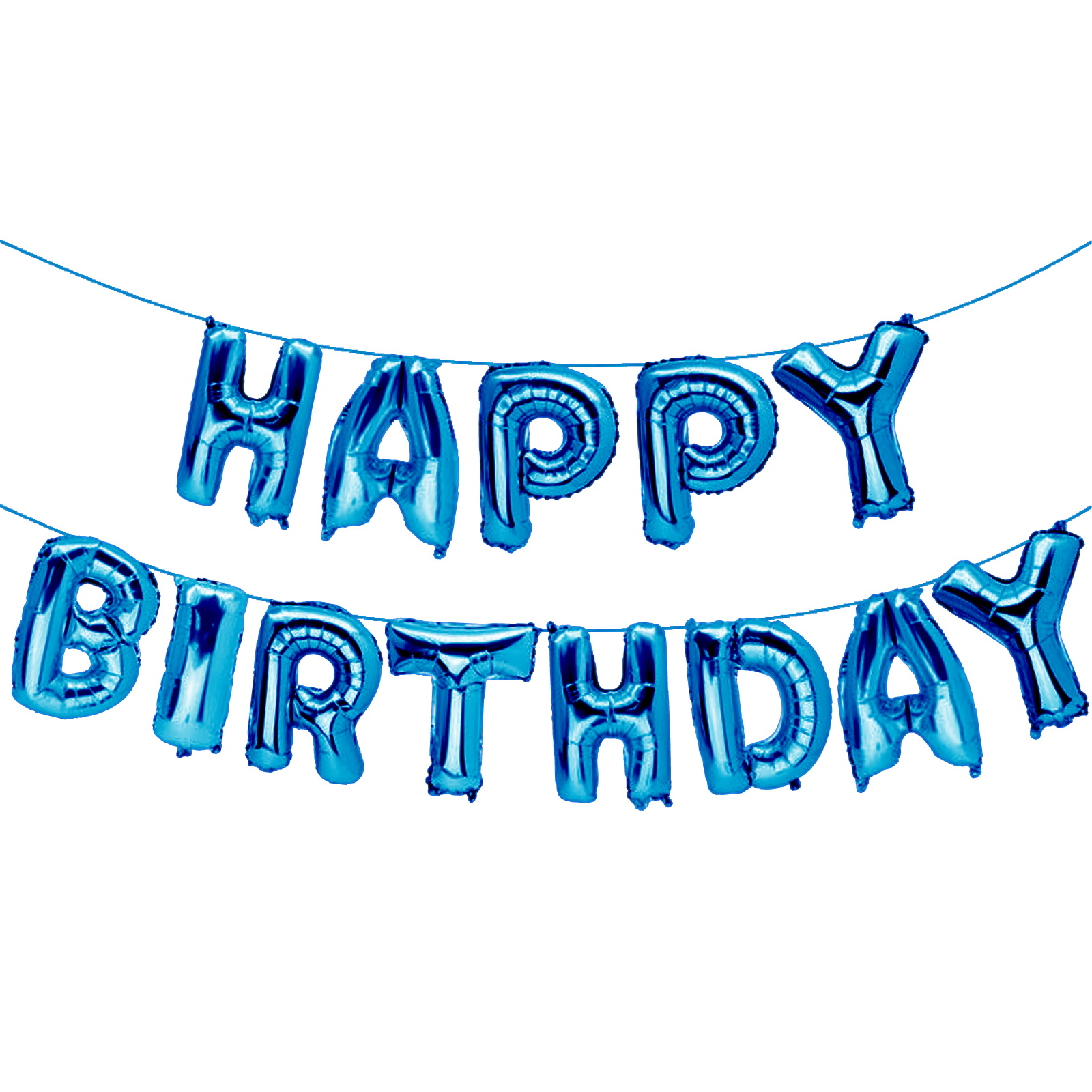 Blue Happy Birthday Foil Letter Balloon Banner (Air Fill)