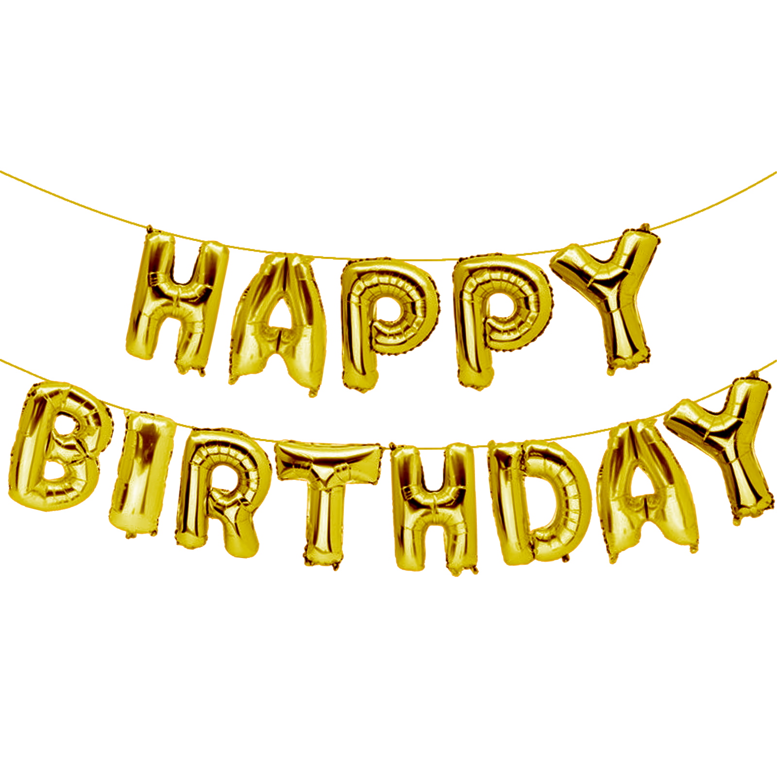 Gold Happy Birthday Foil Letter Balloon Banner (Air Fill)
