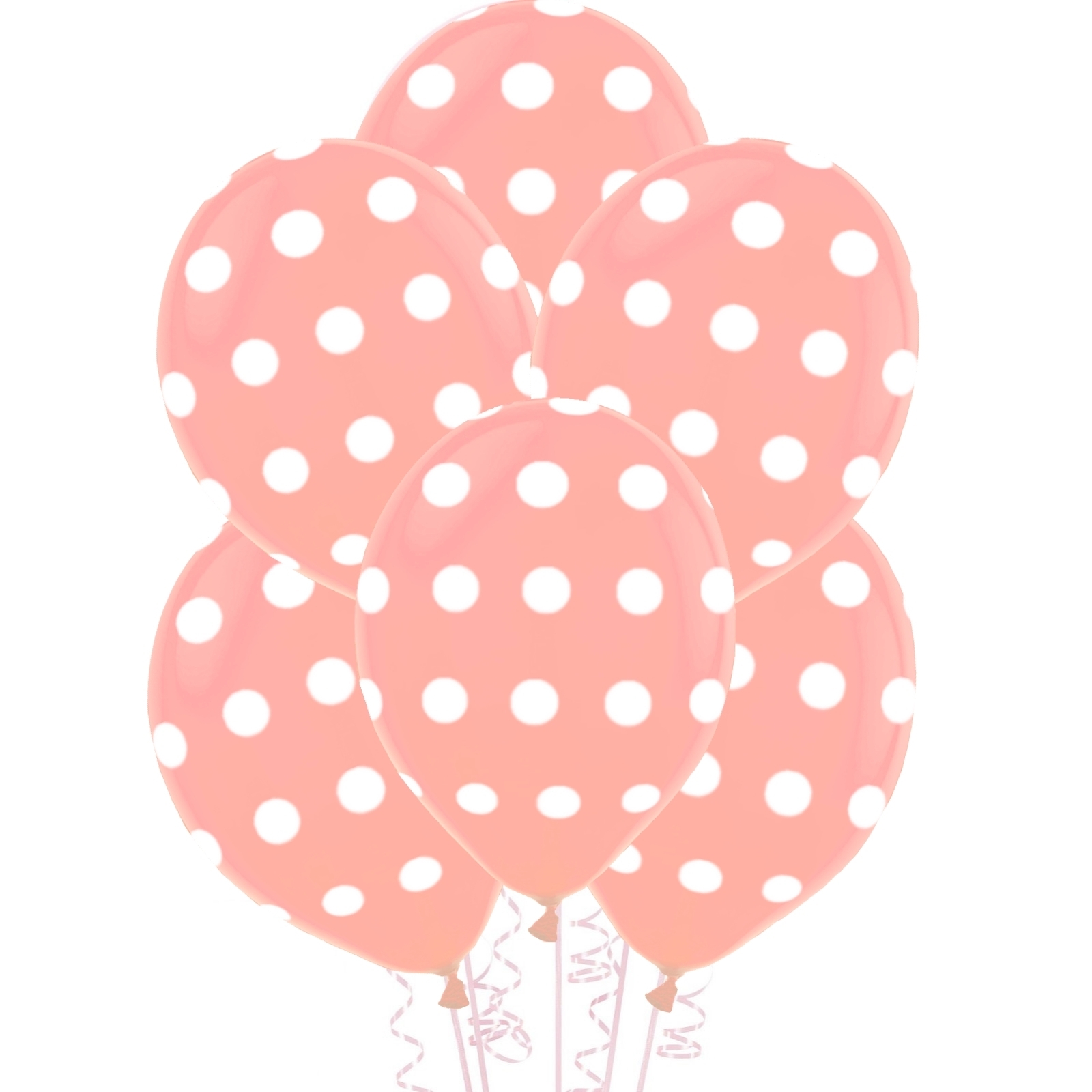 Pastel Coral and White Dot Balloons 30cm Round (Pack of 6)