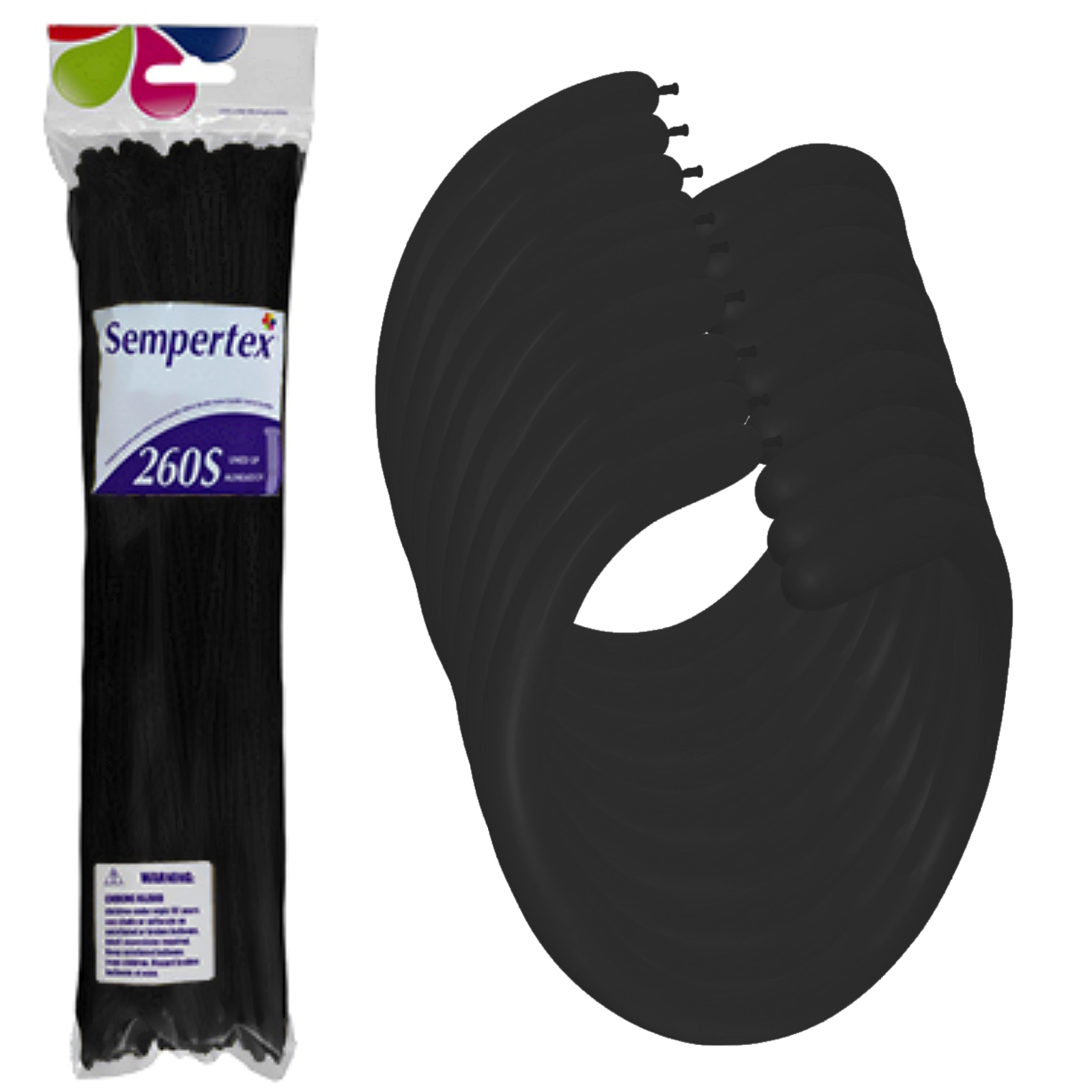 Sempertex Fashion Black Modelling Balloons (Pack of 50)
