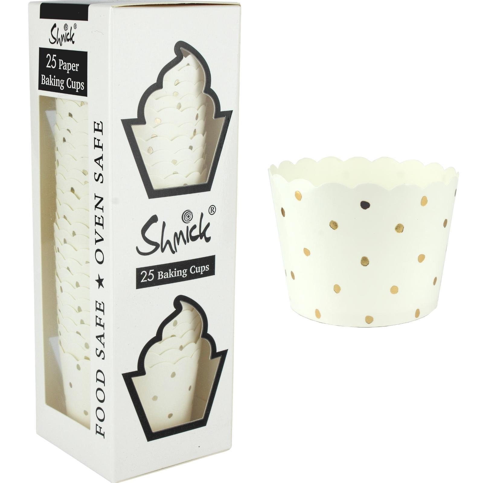 White and Gold Foil Dot Baking Cups. (Pack of 25)