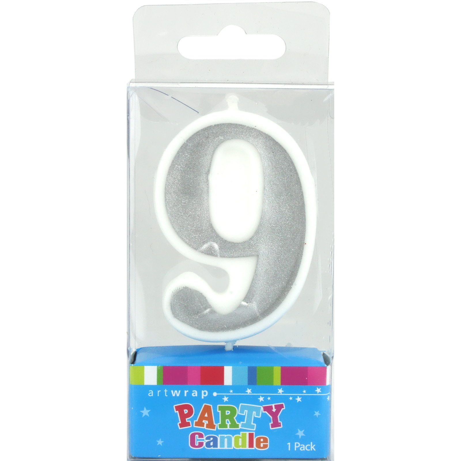 Silver Accent Number 9 Candle 
