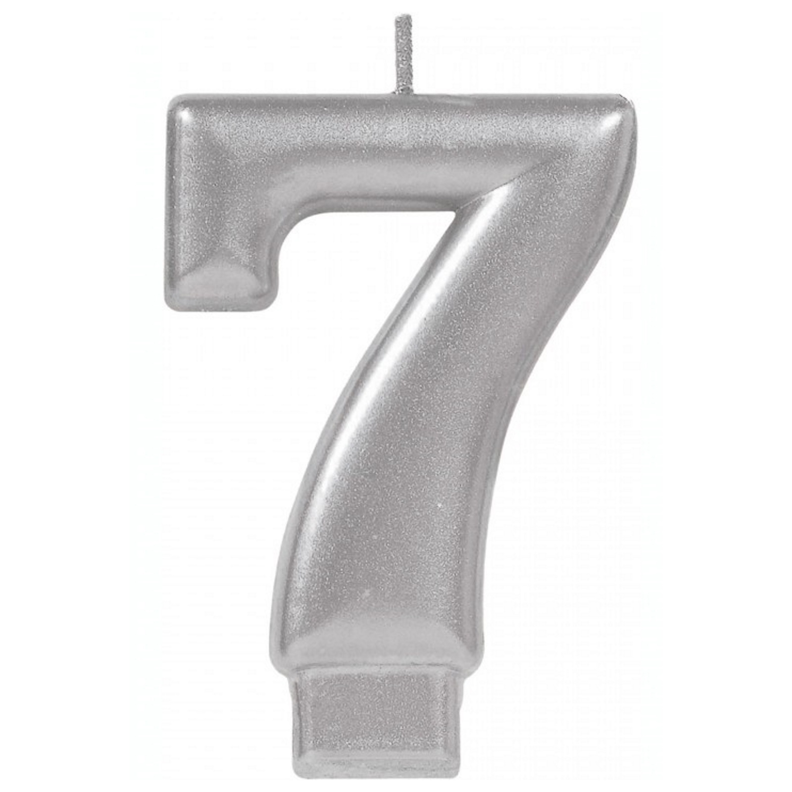 Metallic Silver Number 7 Candle 