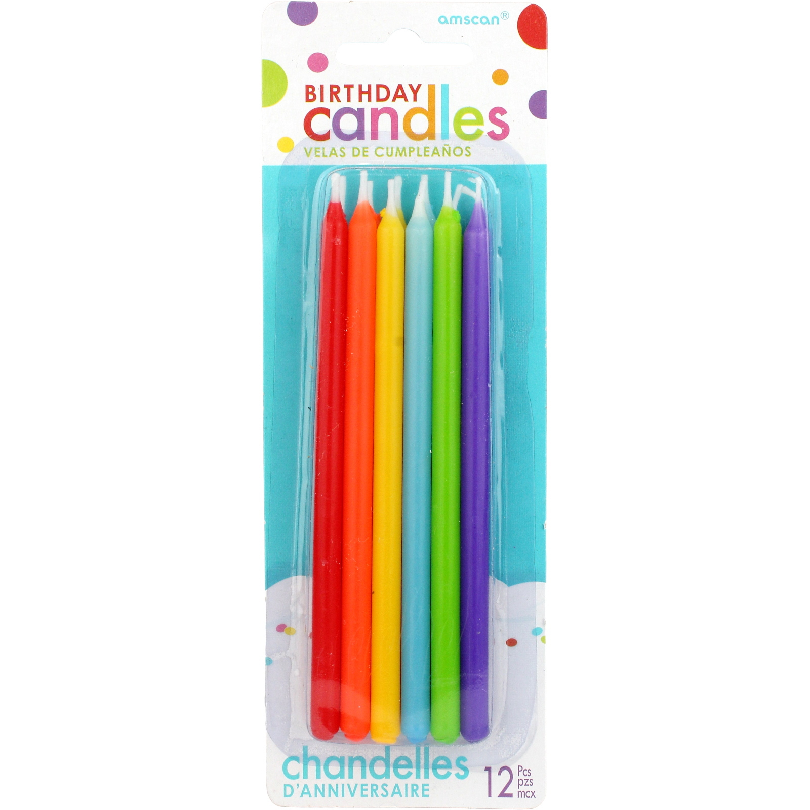 Rainbow Tapered Birthday Candles 13cm (Pack of 12)