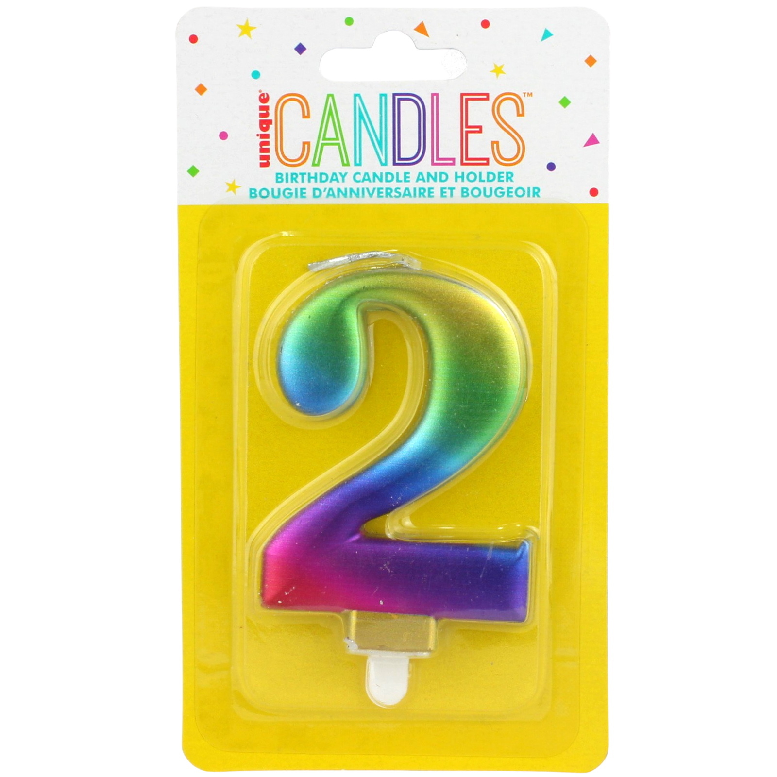 Metallic Rainbow Number 2 Candle 