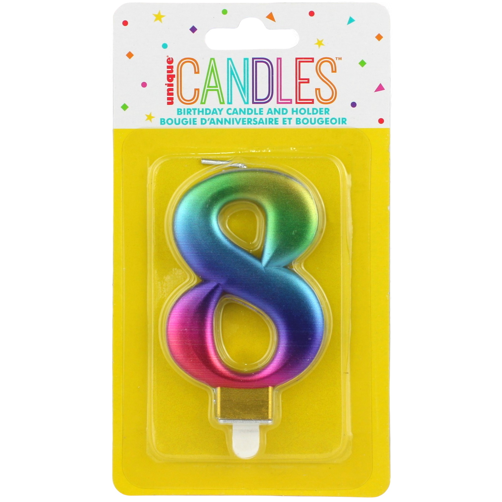 Metallic Rainbow Number 8 Candle 