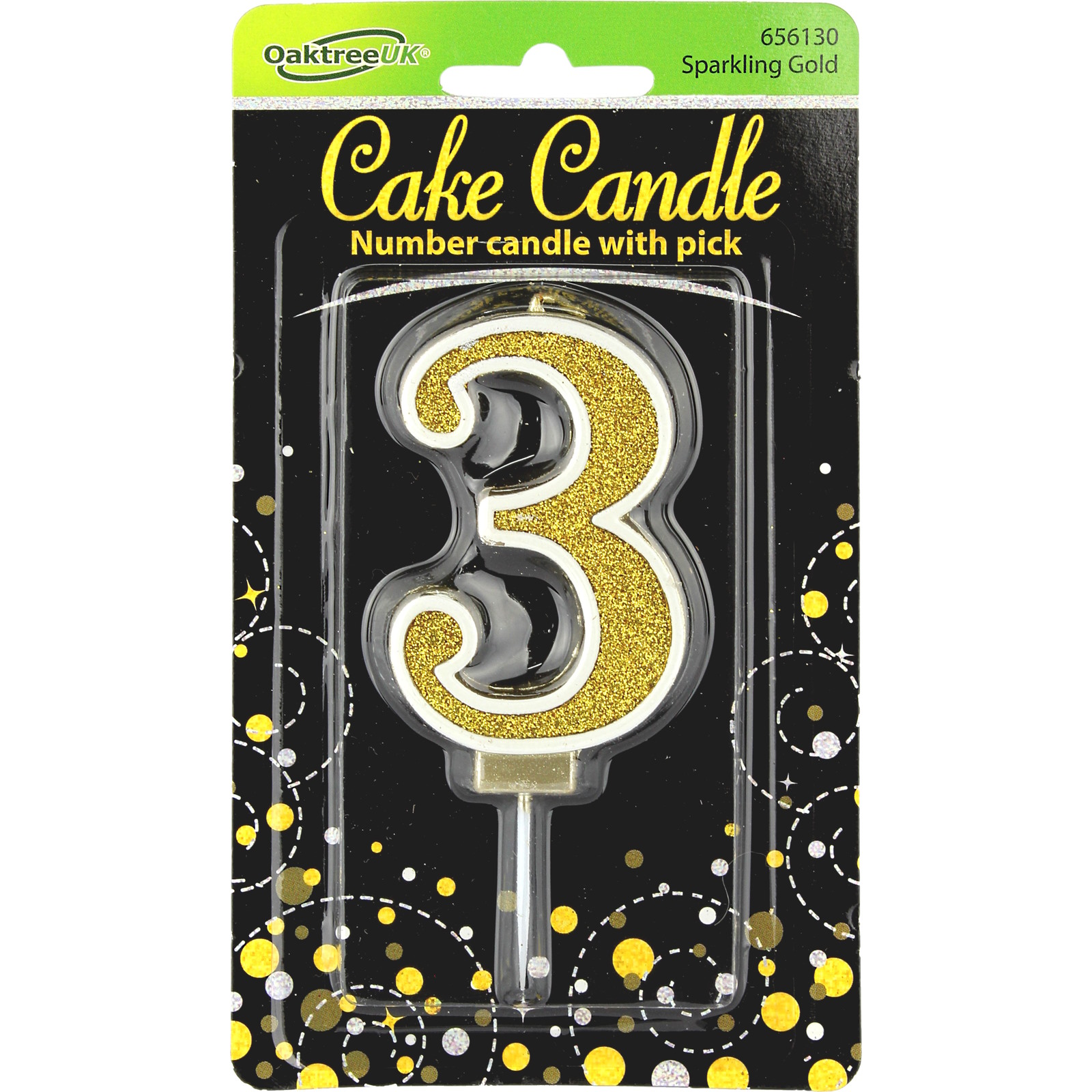 Sparkling Fizz Gold Number 3 Candle