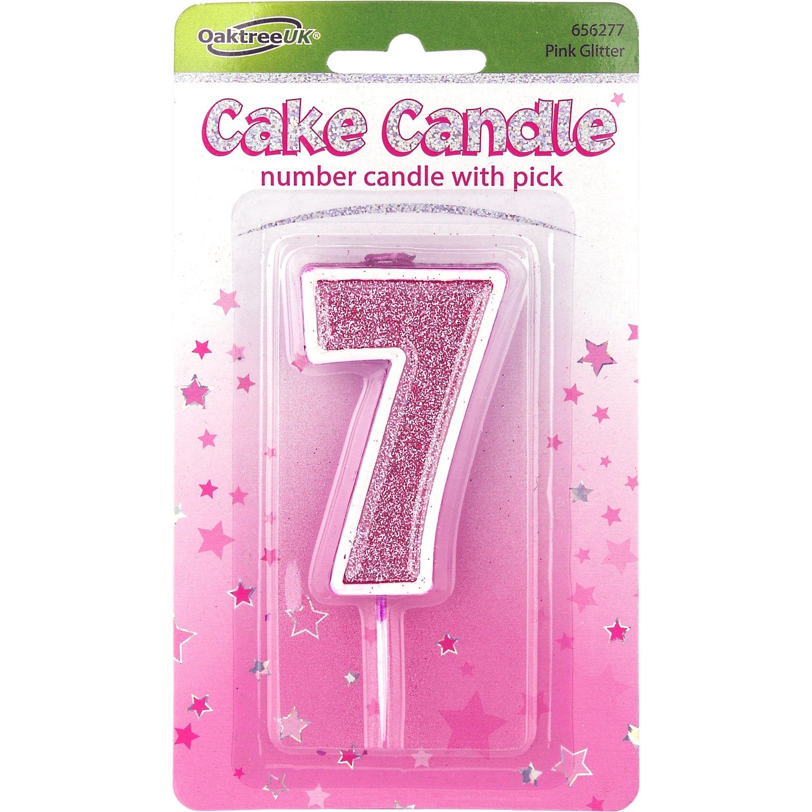 Sparkling Fizz Pink Number 7 Candle 