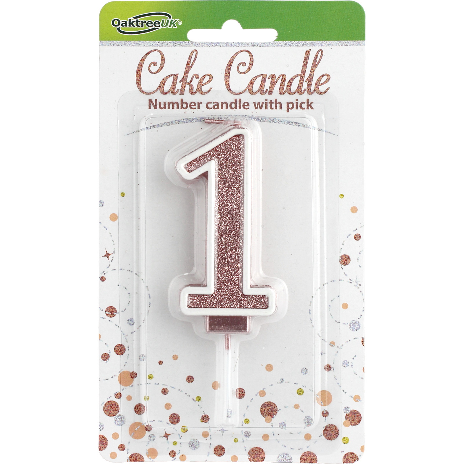 Sparkling Fizz Rose Gold Glitter Number 1 Candle 