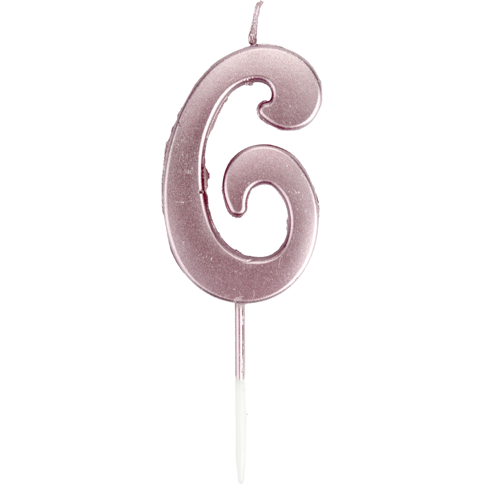 Pink Rose Gold Decorative Number 6 Candle 