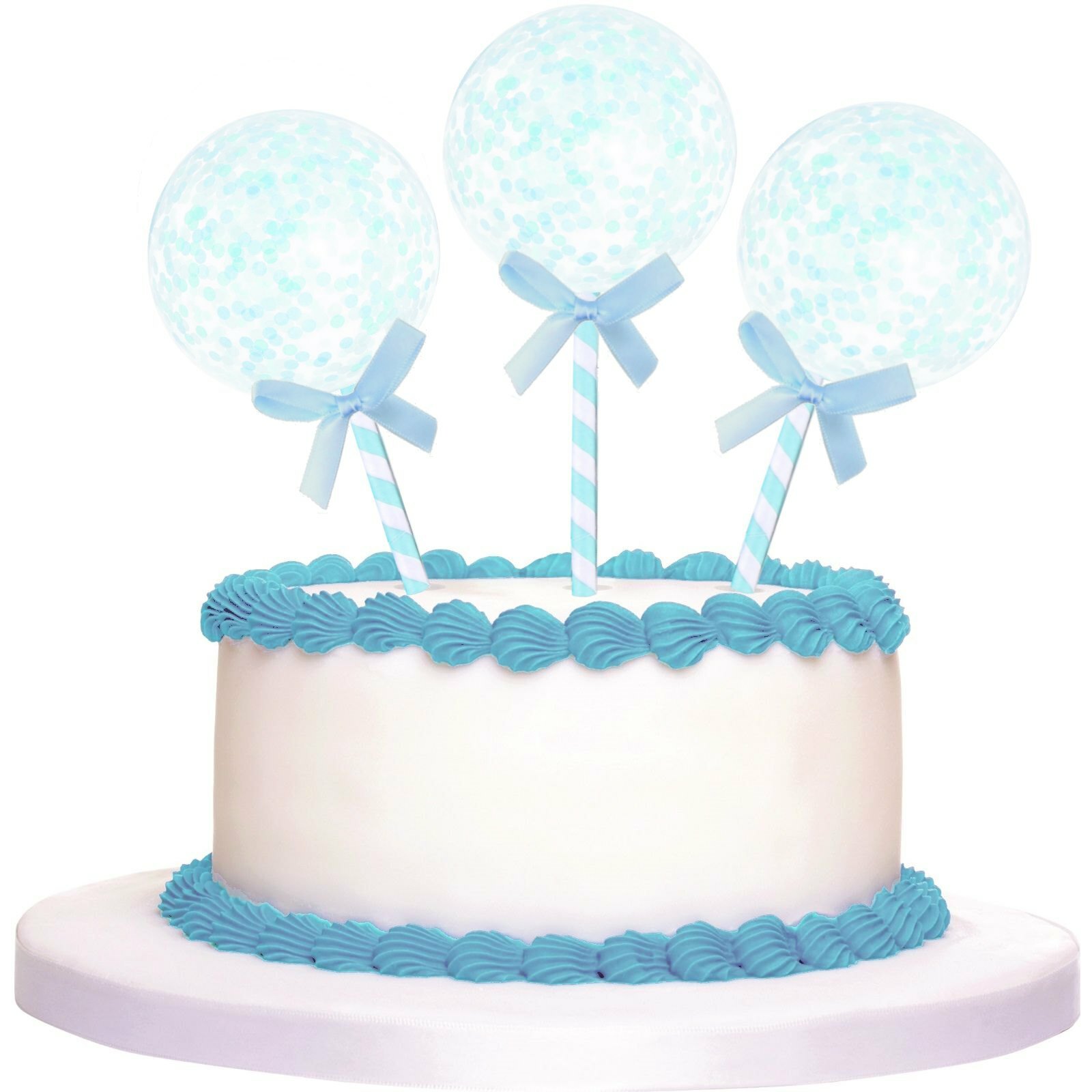Light Blue Mini Confetti Balloon Cake Toppers (Pack of 5)