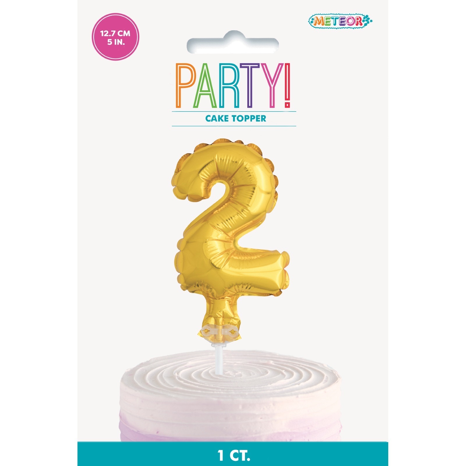 Gold Number 2 Balloon Cake Topper
