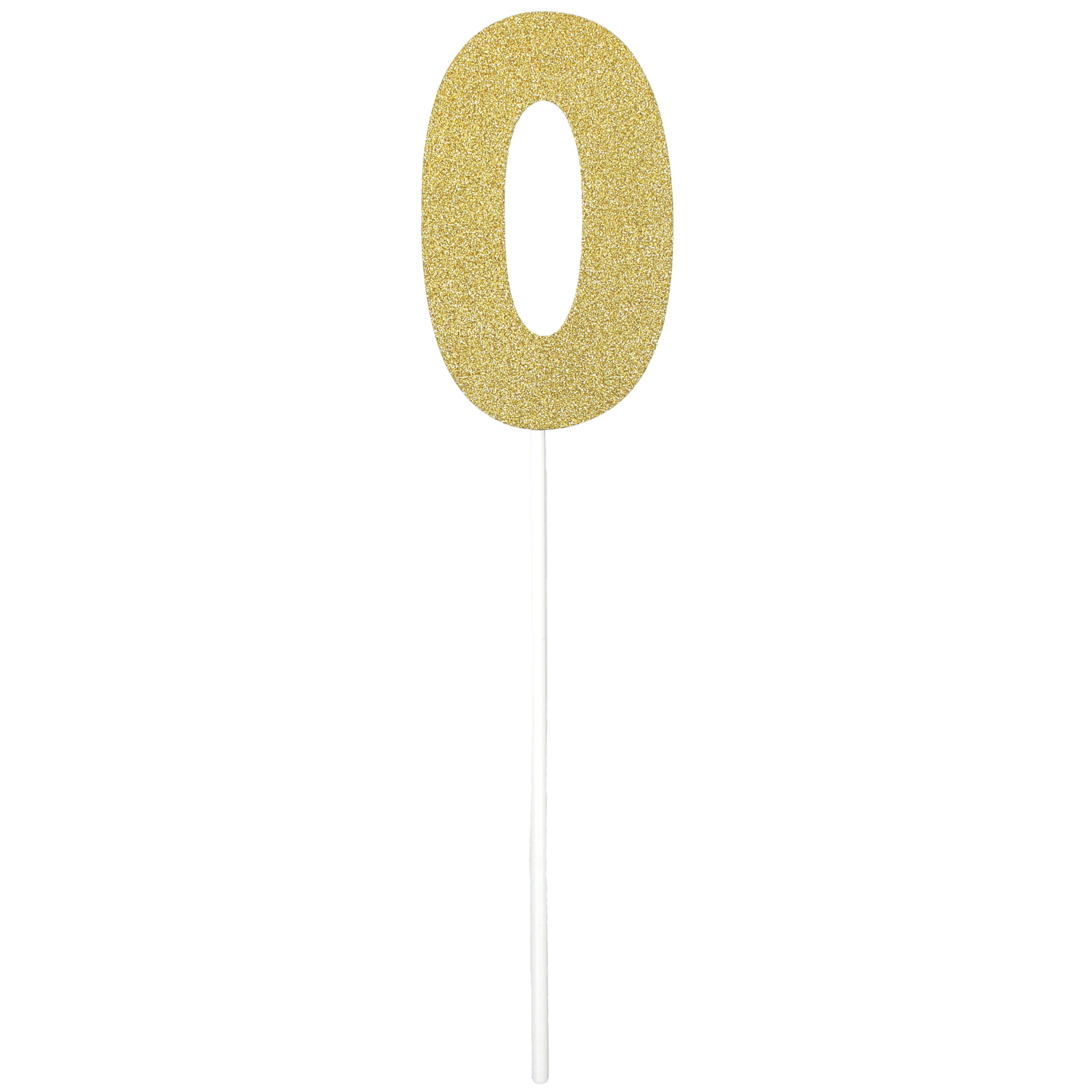 Gold Glitter Number 0 Cake Topper 