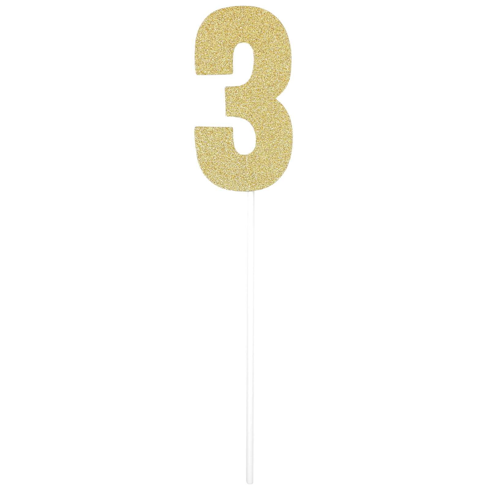 Gold Glitter Number 3 Cake Topper