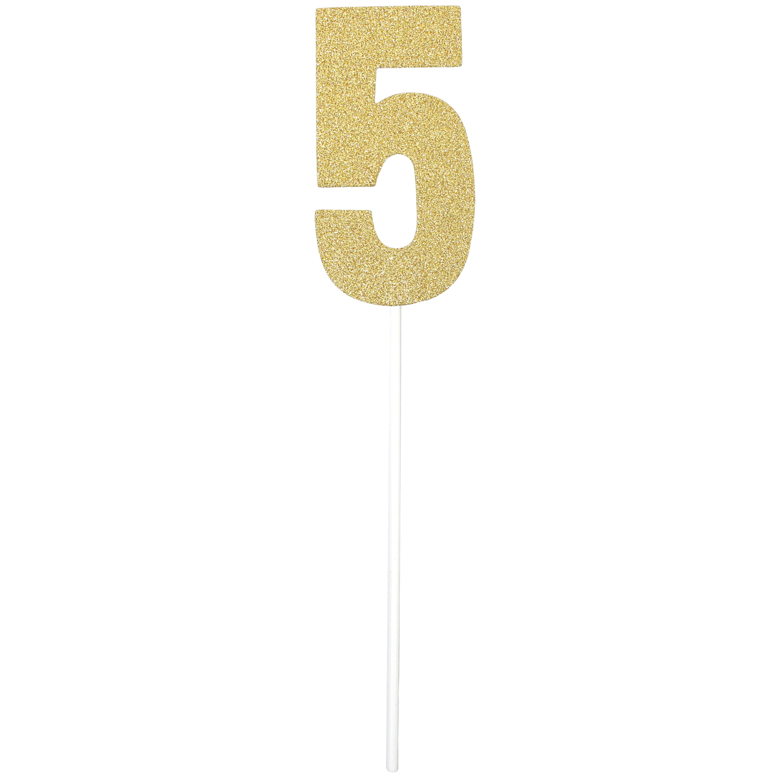 Gold Glitter Number 5 Cake Topper