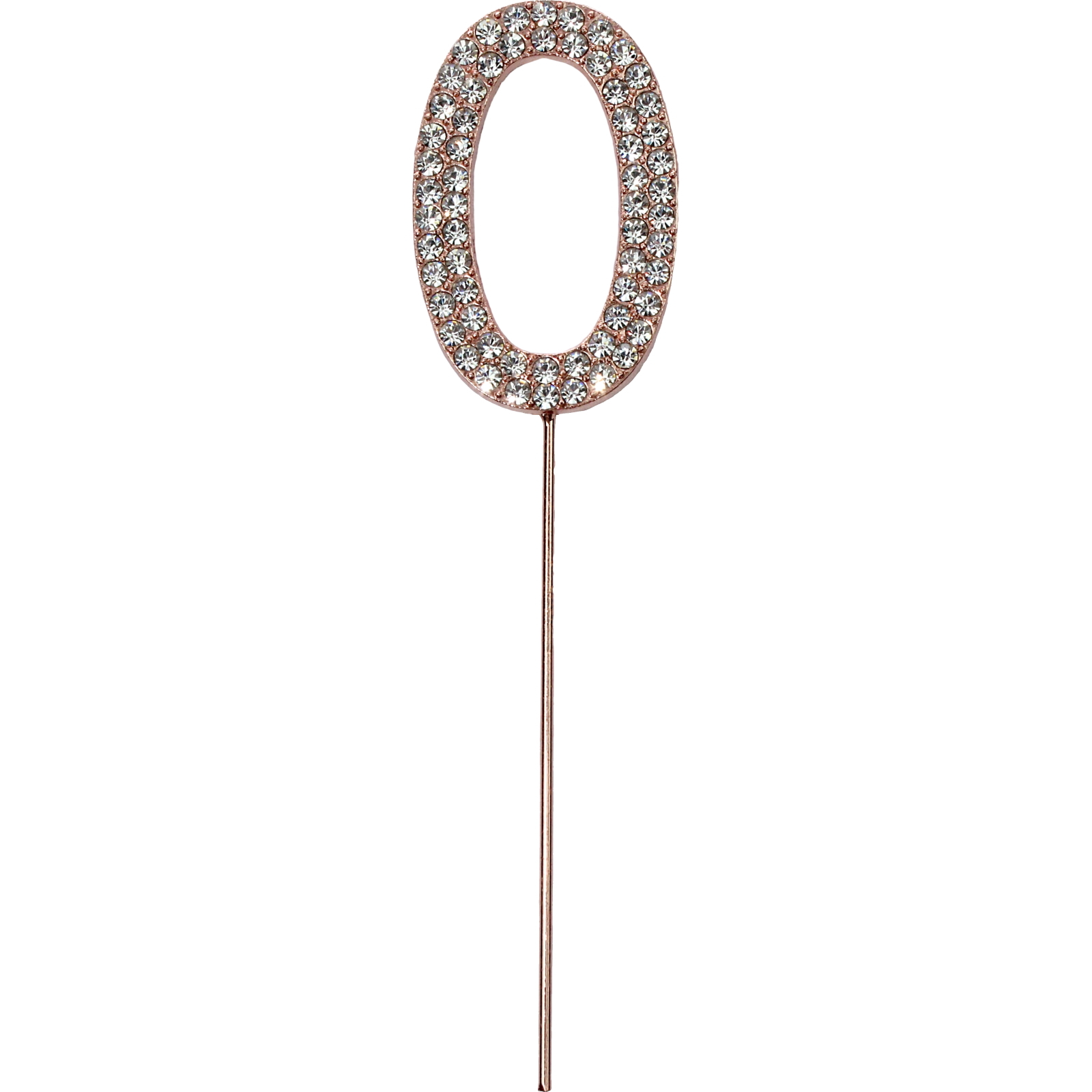 Rose Gold & Diamante Number 0 Cake Topper 