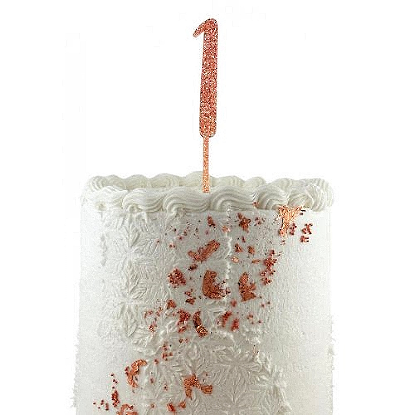 Glitter Rose Gold Acrylic Number 1 Cake Topper