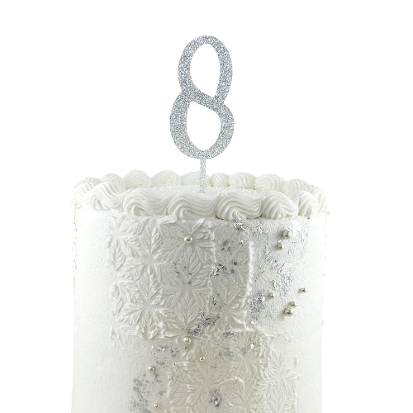 Glitter Silver Acrylic Number 8 Cake Topper