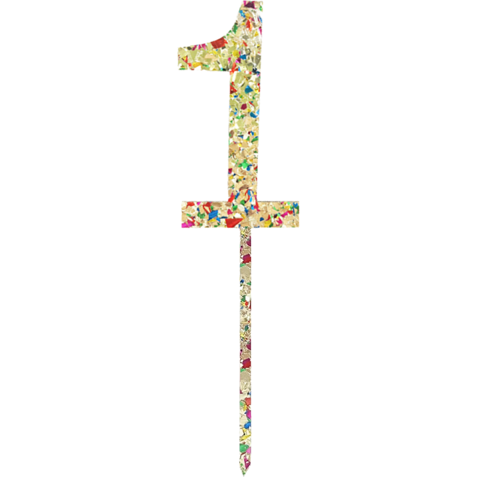 Gold Rainbow Glitter Acrylic Number 1 Cake Topper