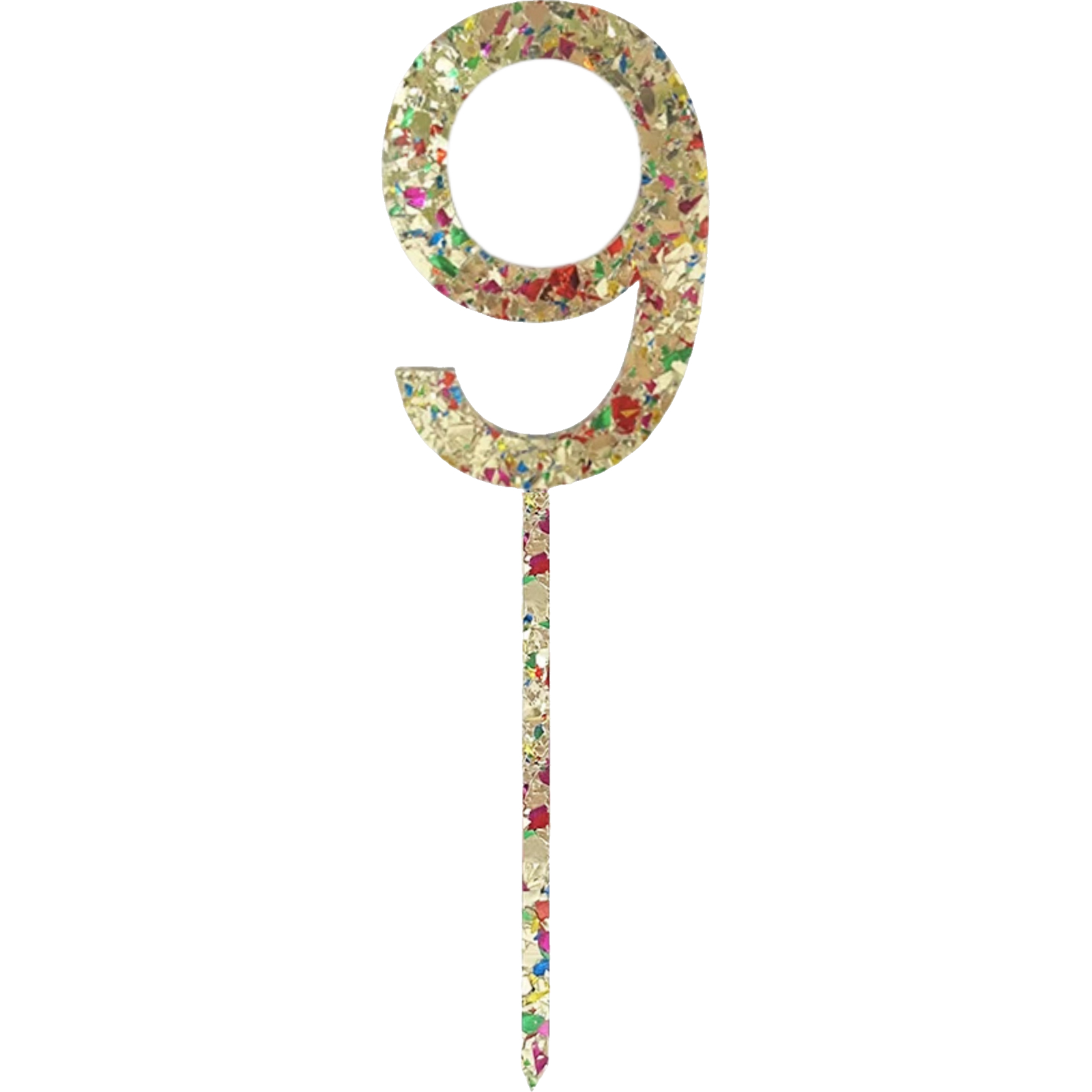 Gold Rainbow Glitter Acrylic Number 9 Cake Topper