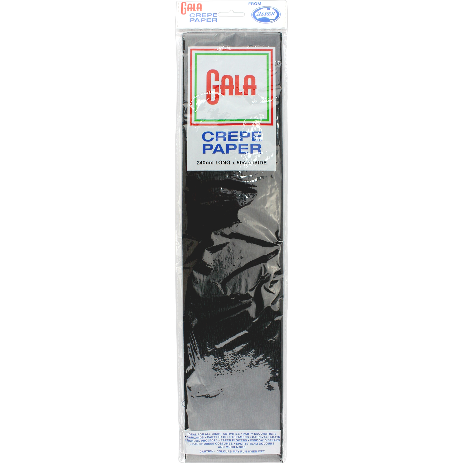 Gala Black Crepe Paper 240cm x 50cm (1 Sheet)