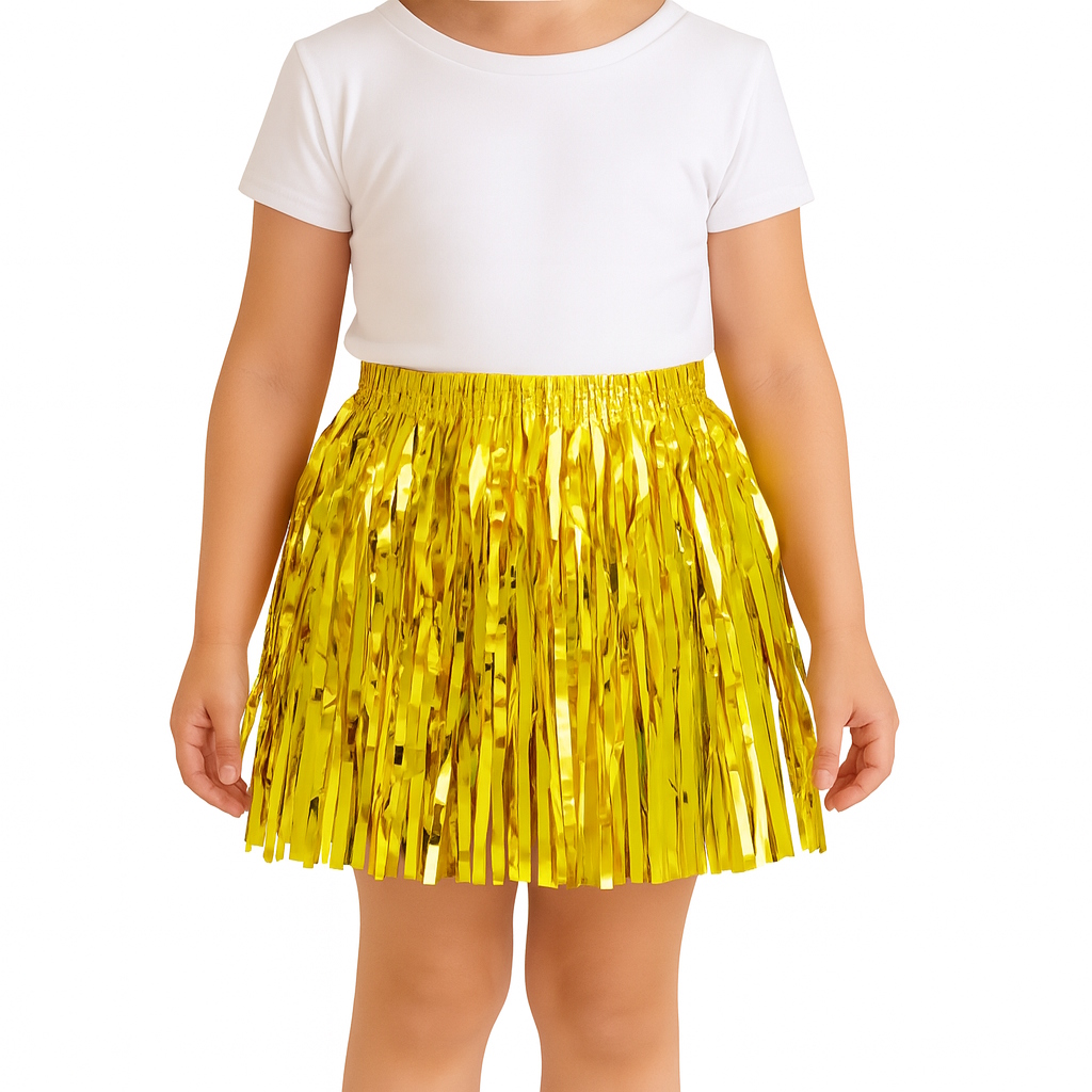 Kids Gold Metallic Tinsel Fringe Skirt
