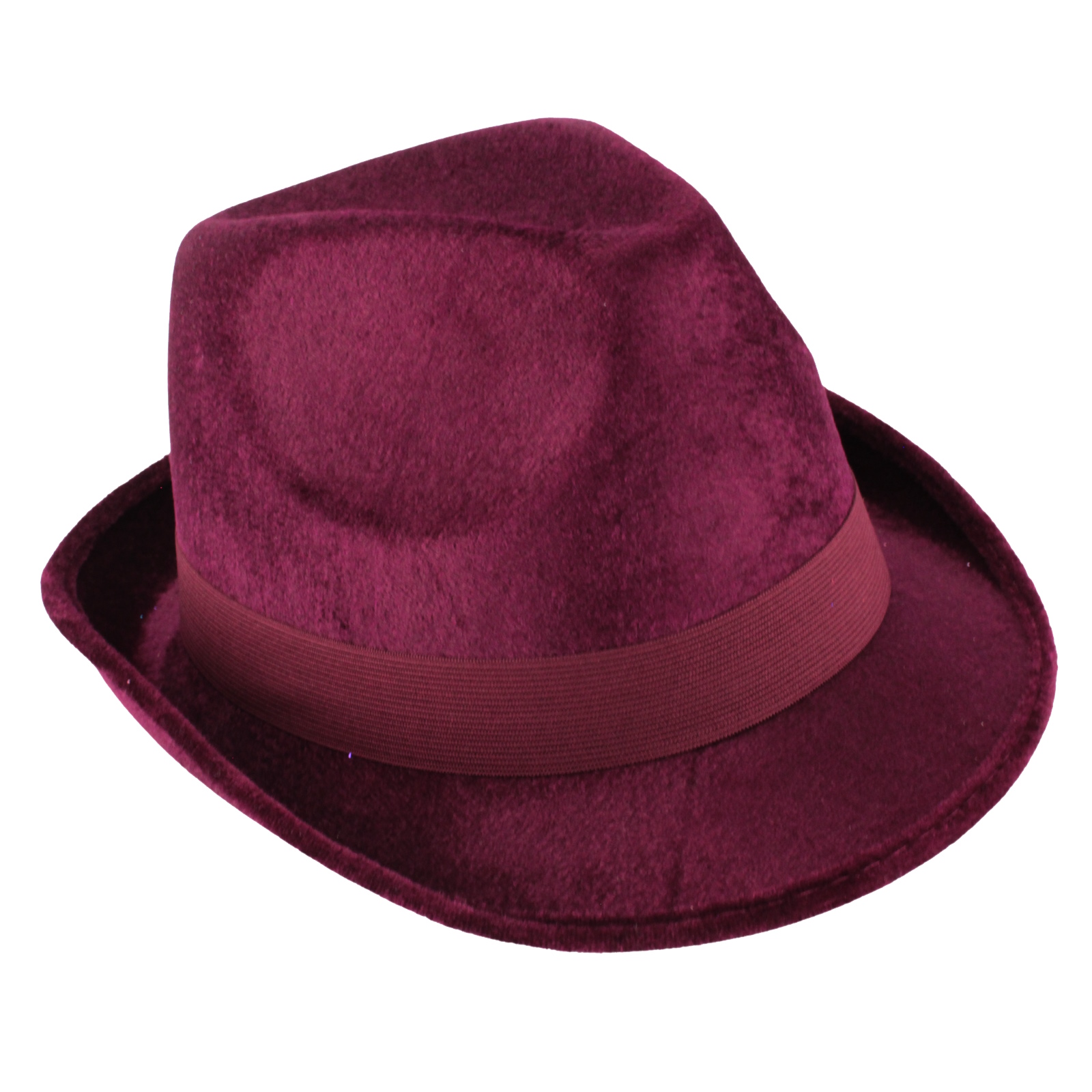 Burgundy Velour Fedora Hat