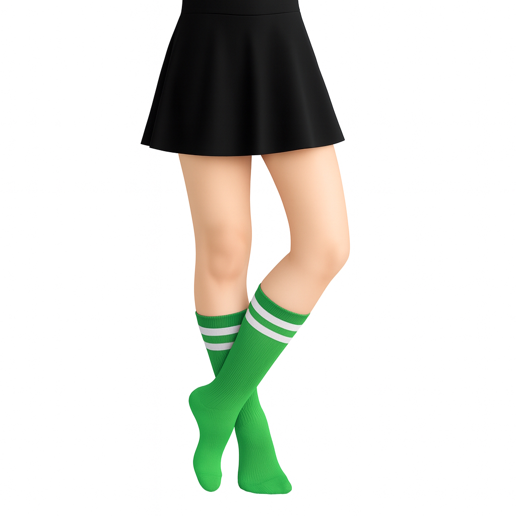 Green And White Striped Crew Socks (1 Pair) 