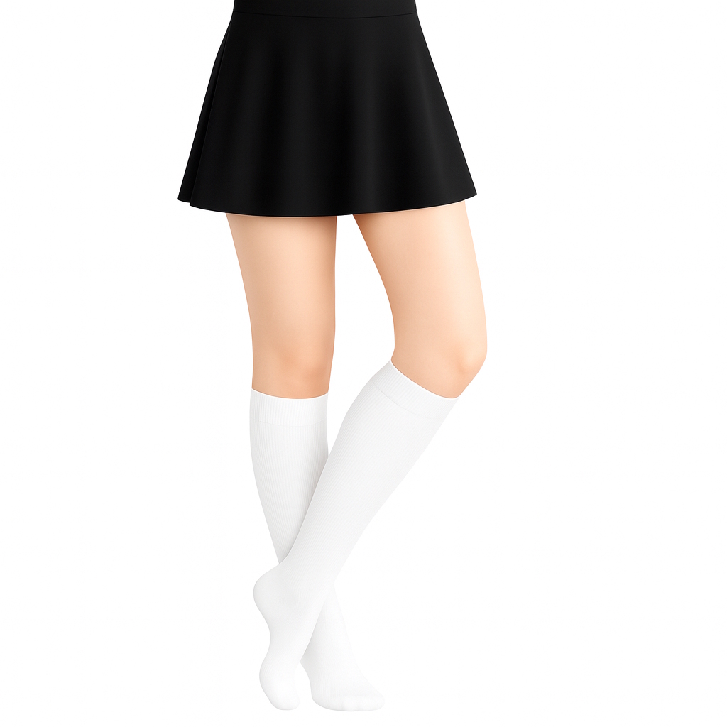 Knee High White School Socks (1 Pair)