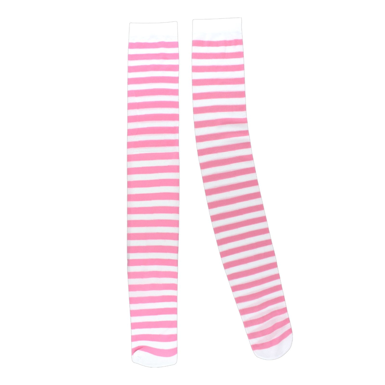 Over The Knee Pink & White Striped Stockings (1 Pair)