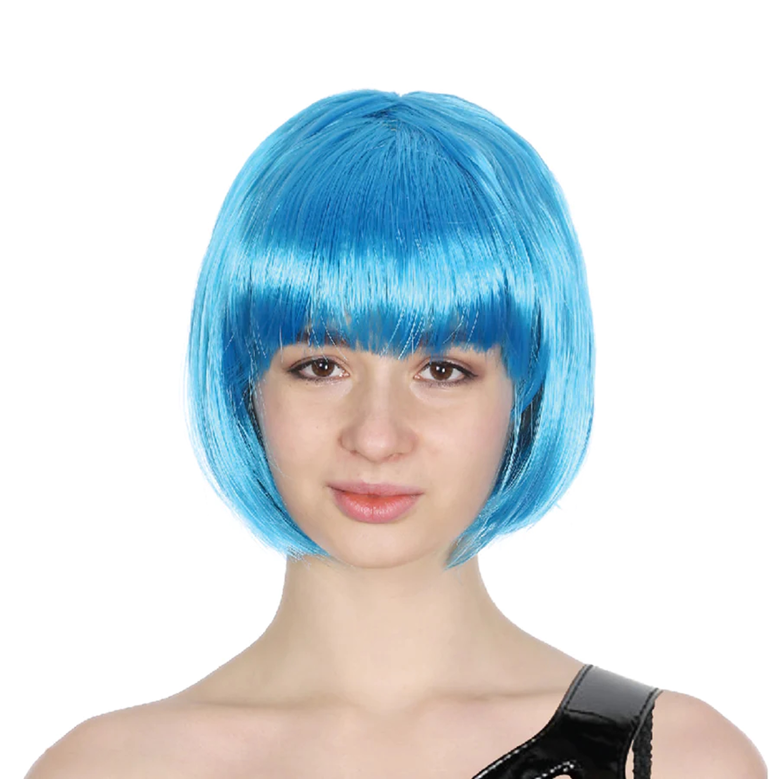 Electric Blue Bob Wig With Fringe